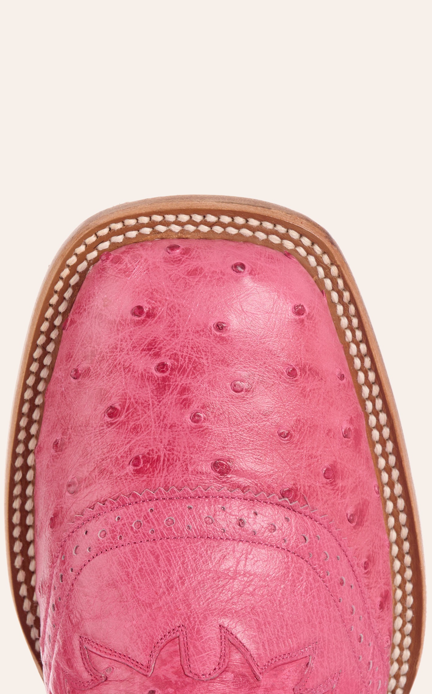 Cavender's Women's Pink Ostrich & White Wide Square Toe Cowboy Boots - Image 1