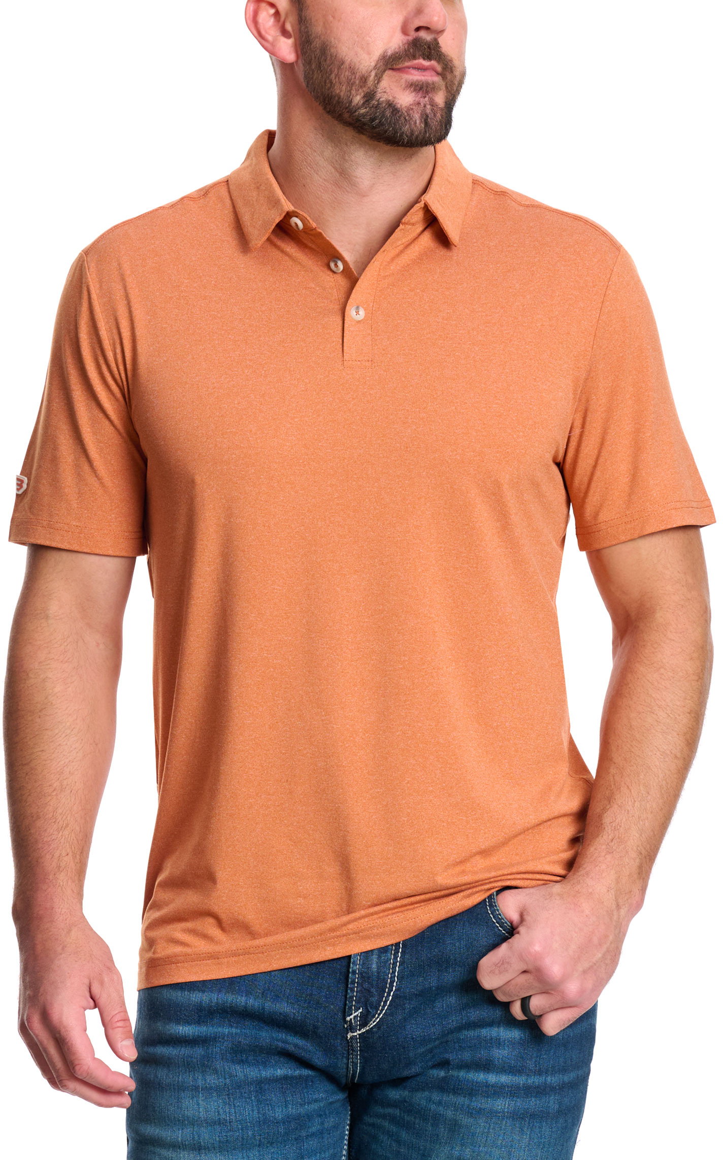 BURLEBO Men's Orange Performance Polo - Image 1