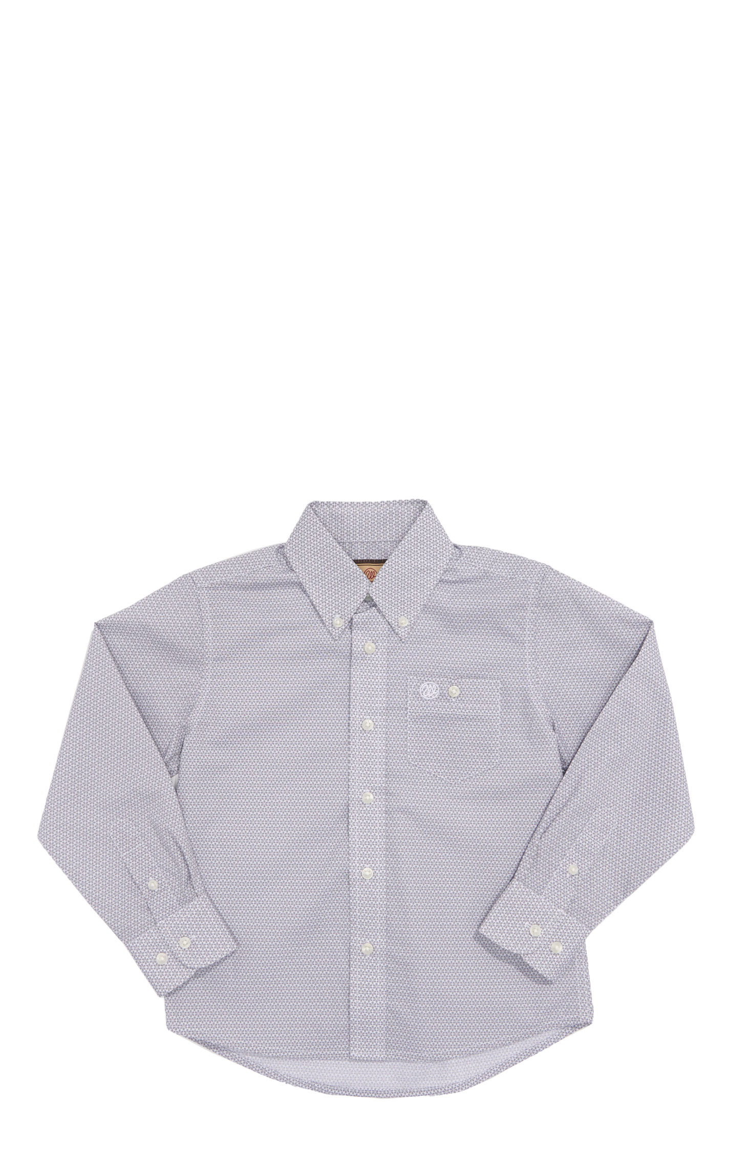 Wrangler Classic Boy's Gray Geo Print Long Sleeve Shirt - Image 1