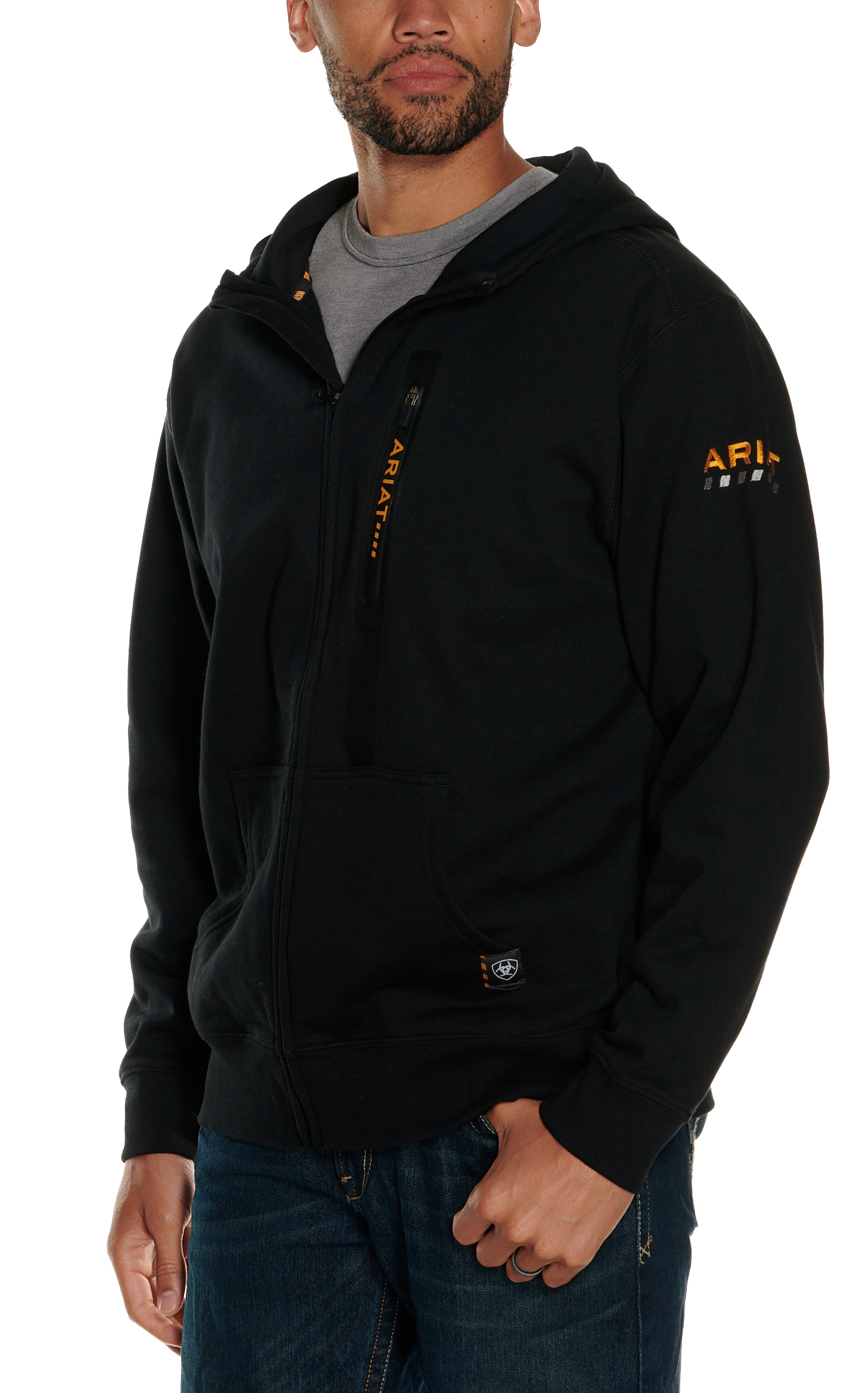 Ariat Men's Rebar Full Zip Black Hoodie - Image 1