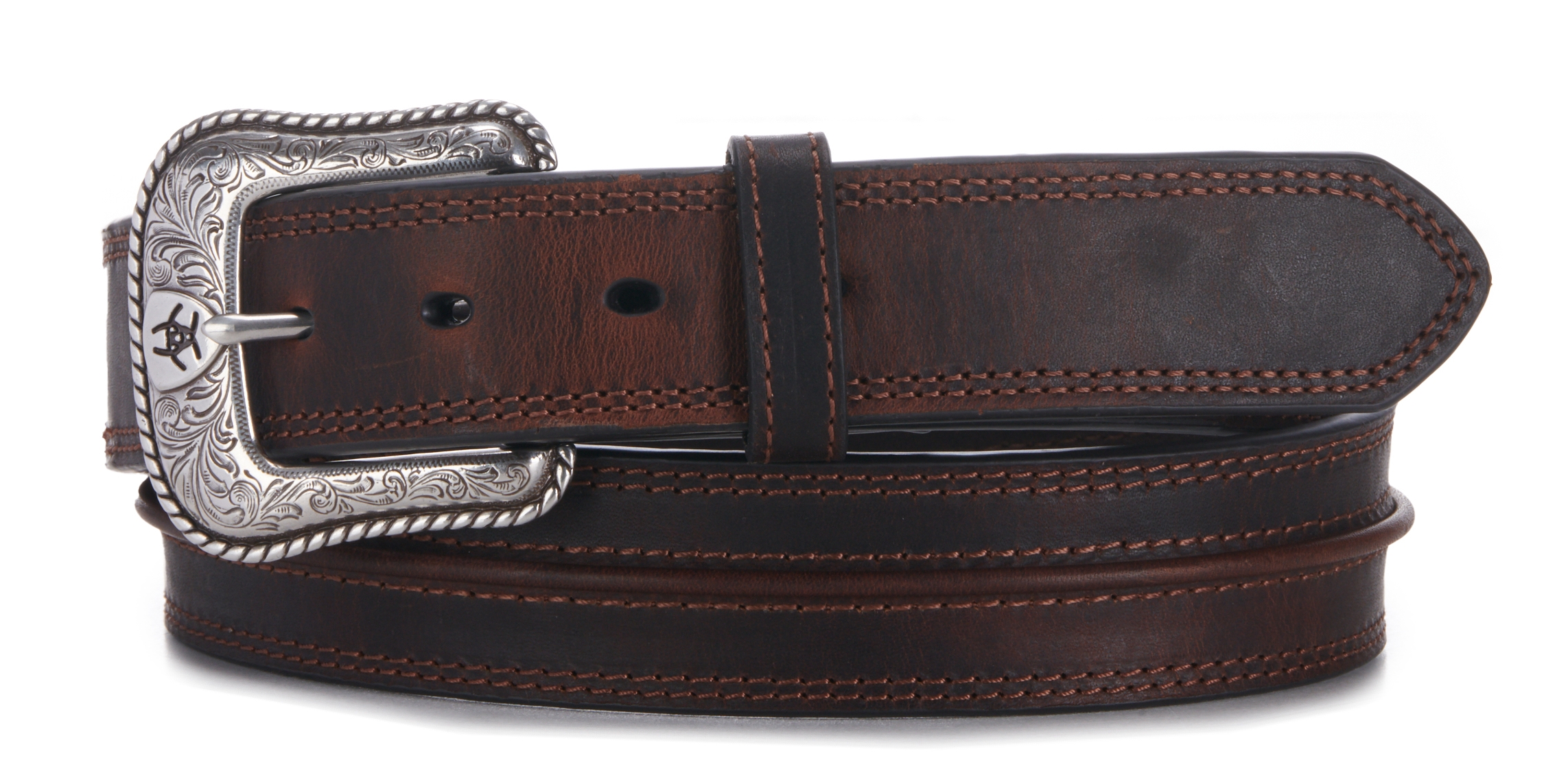 Ariat Men's Rowdy Brown Center Cord Western Belt - Image 1