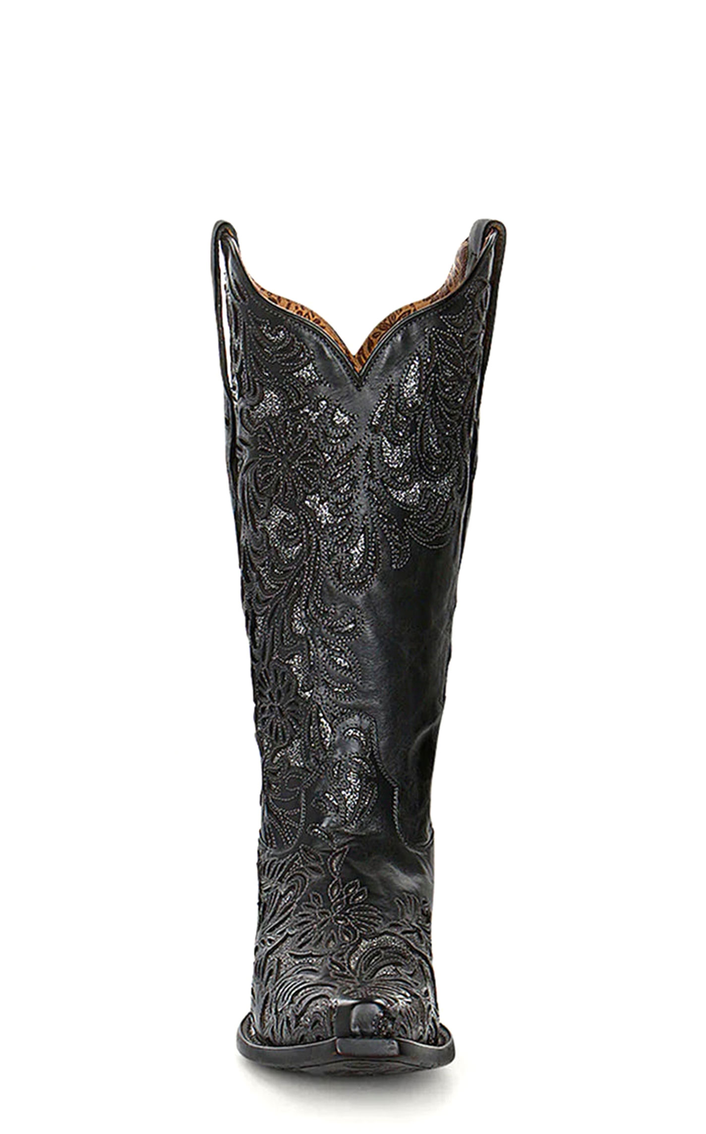 Corral Women's Black with Glitter Inlay Snip Toe Cowboy Boots - Image 1