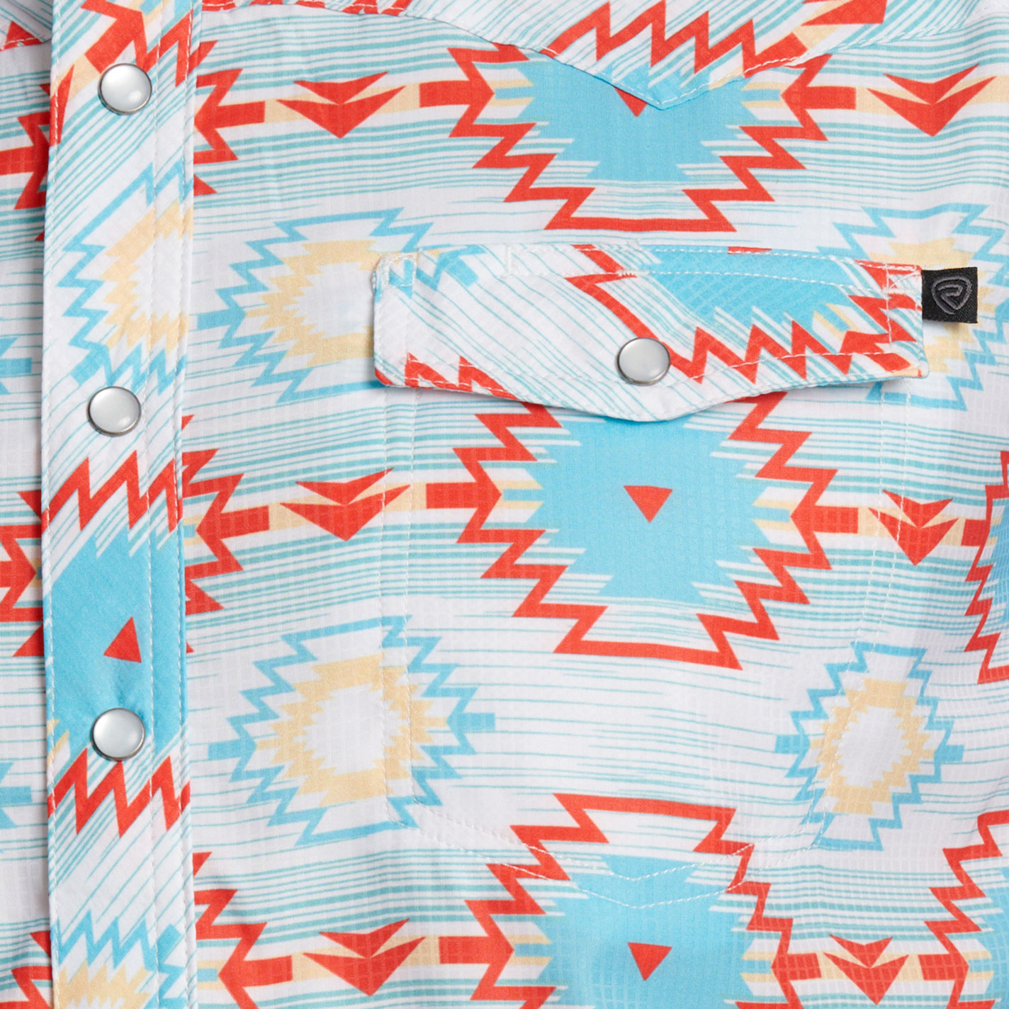 Rock & Roll Denim Men's Turquoise & Red Aztec Print TEK Western Shirt - Image 1