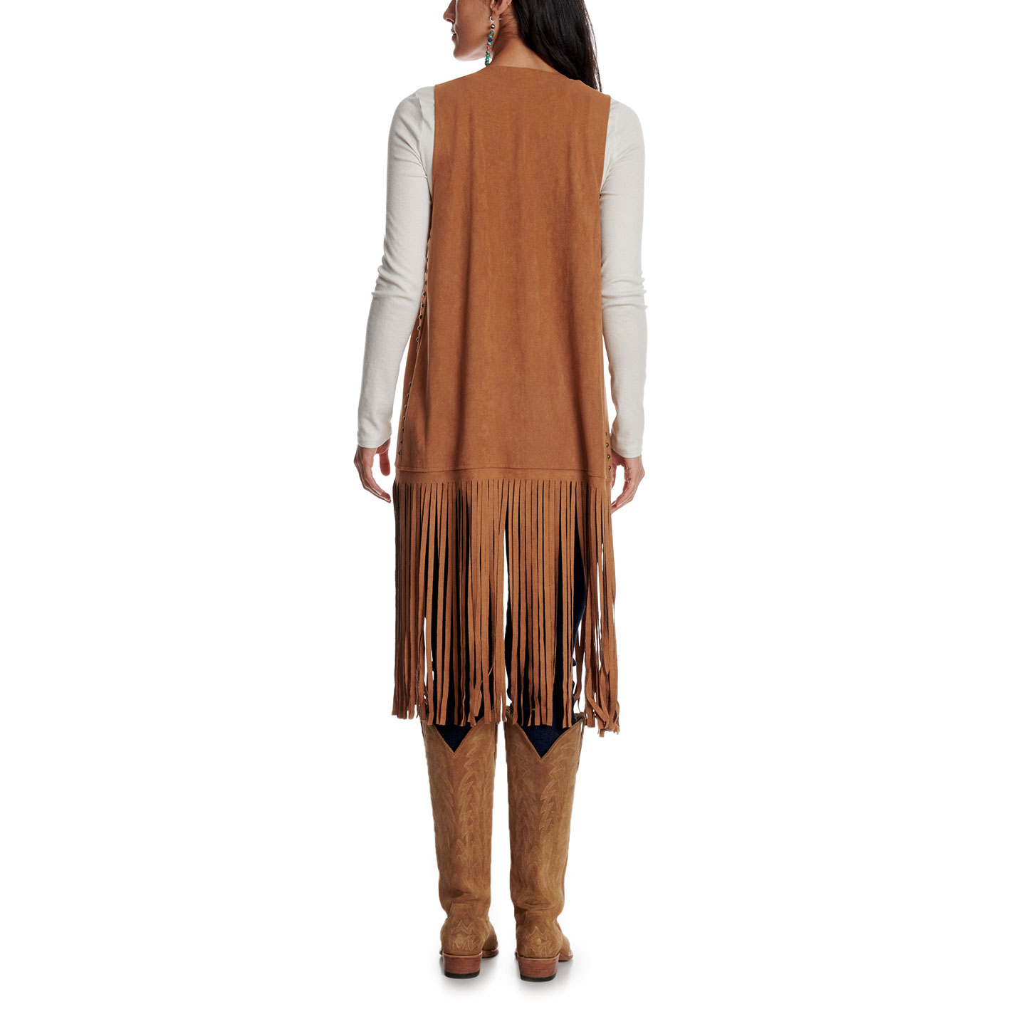 Rockin' C Women's Rust Faux Suede Fringe Vest - Image 1