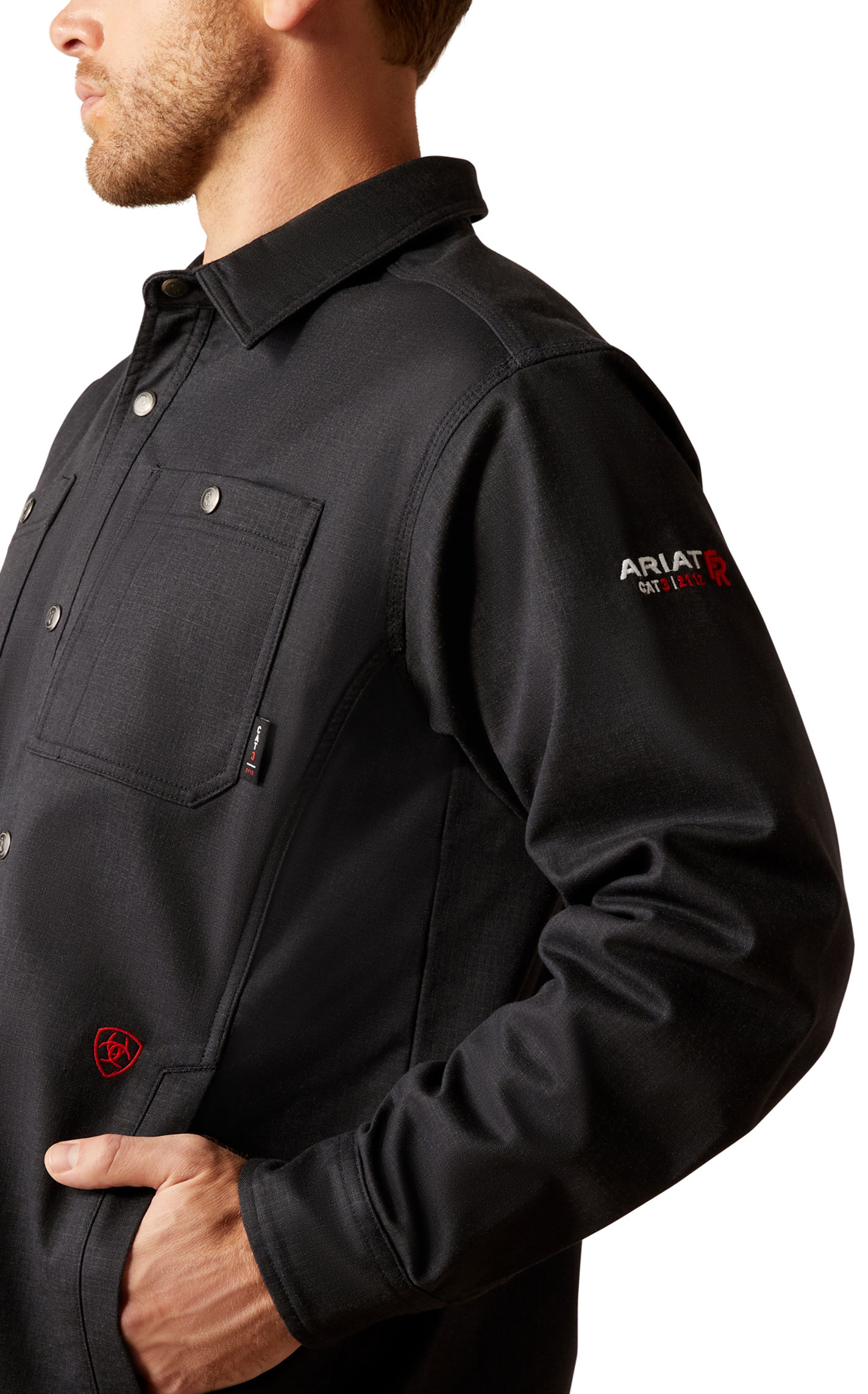 Ariat Men's FR Black Ripstop Softshell Shirt Jacket - Image 1