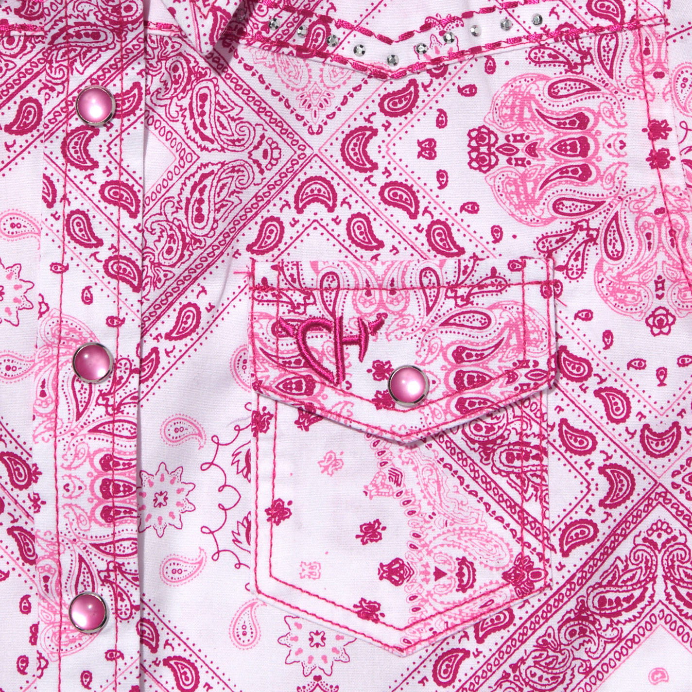 Cowgirl Hardware Toddler Girl's Pink Bandana Print Western Shirt - Image 1