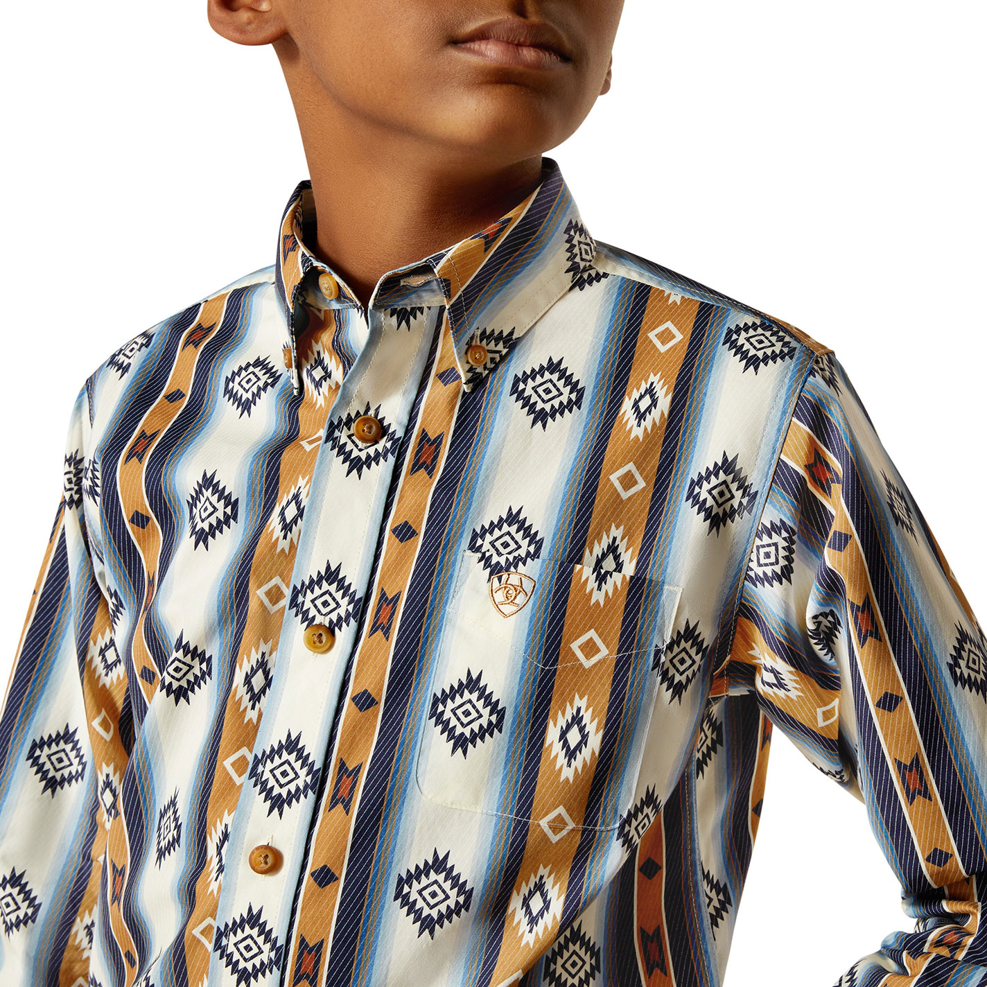 Ariat Boy's Shilo Striped Aztec Print Western Shirt - Image 1