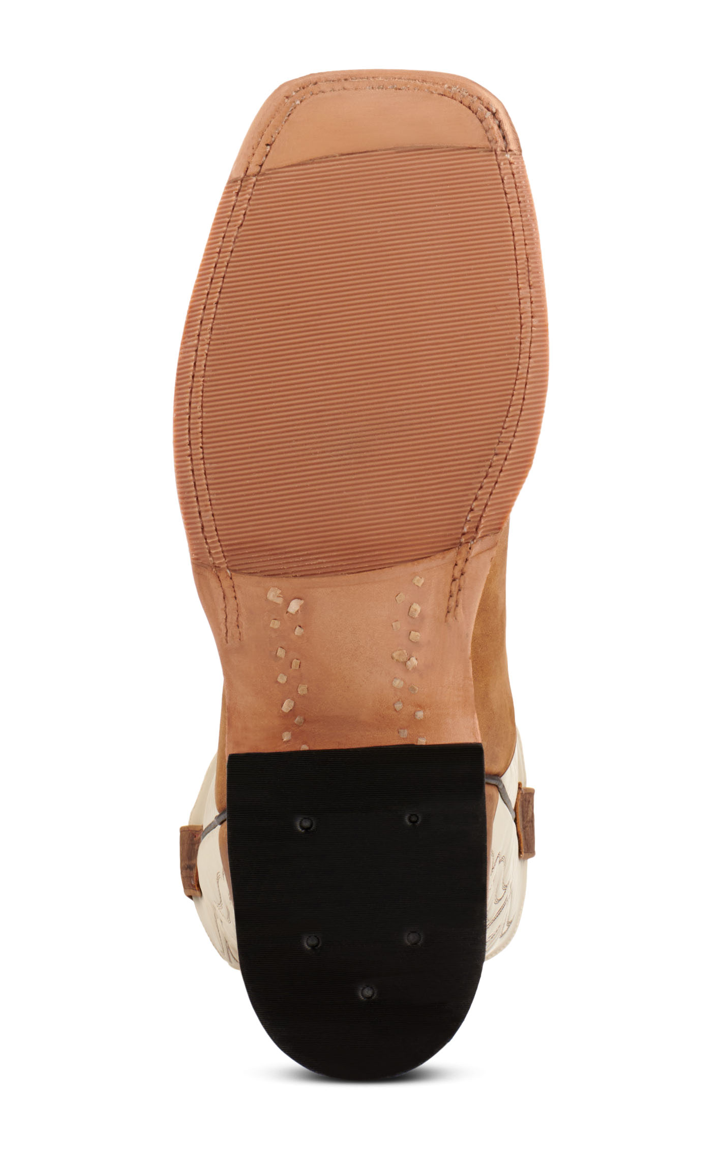Anderson Bean Men's Natural Brown Bison and Bone Hybrid Sole Wide Square Toe Cowboy Boots - Image 1