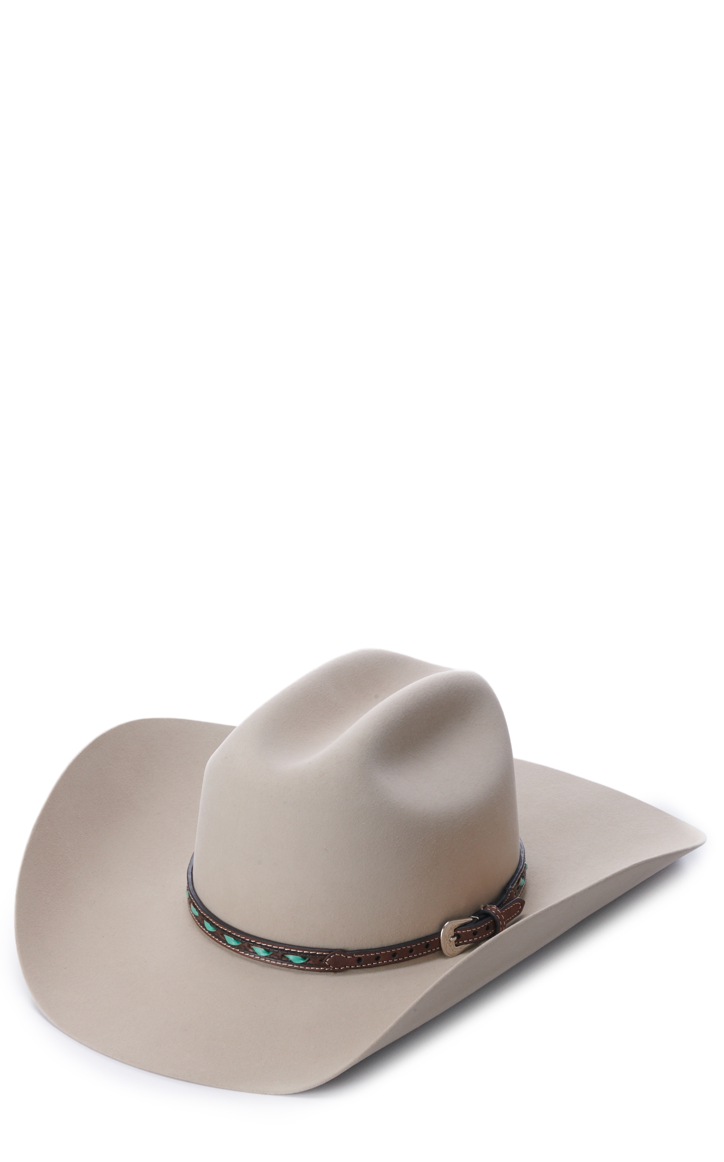Twister Chocolate Brown with Turquoise Lacing Hatband - Image 1