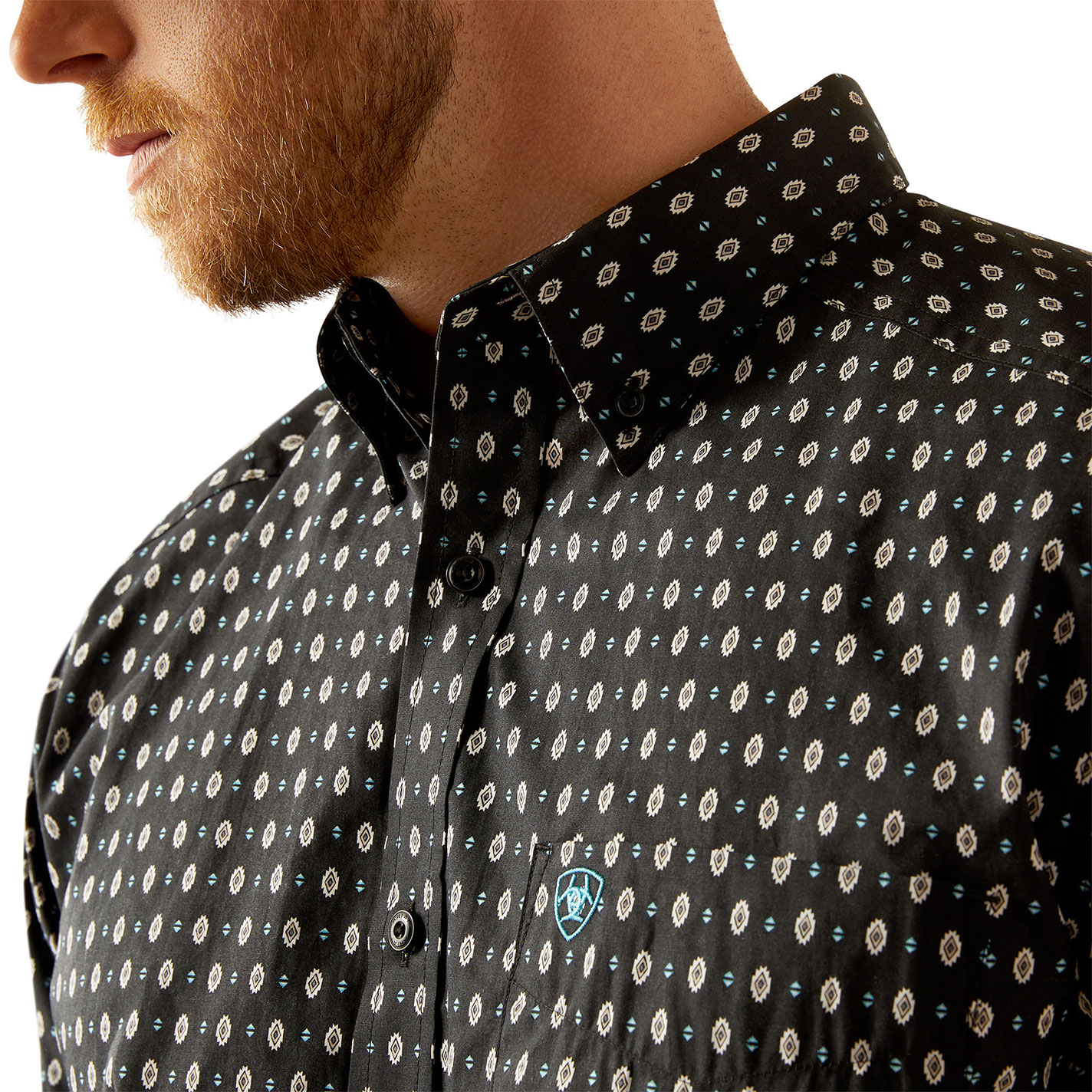 Ariat Men's Steele Black Aztec Geo Western Shirt - Image 1