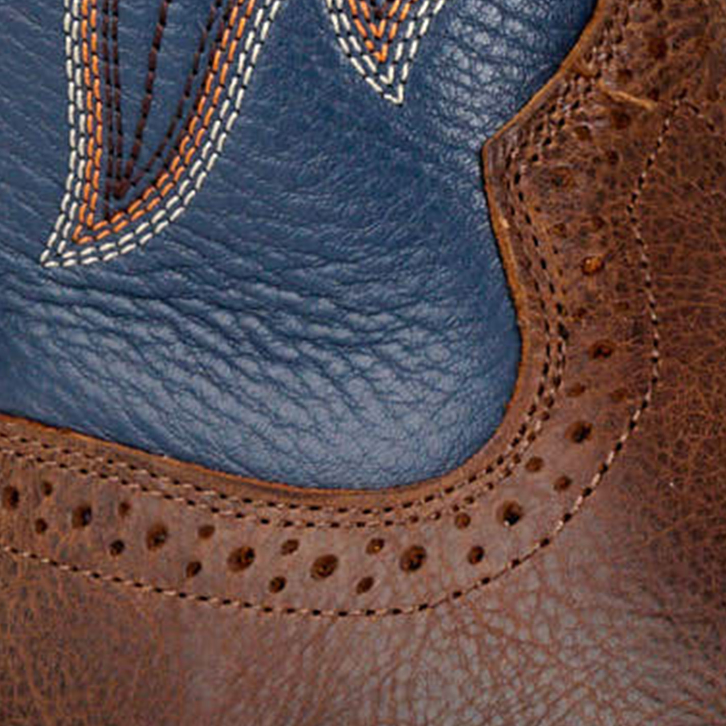 Ariat Men's Sport Knockout Dark Whiskey Brown and Sheriff Blue Wide Square Toe Cowboy Boot - Image 1