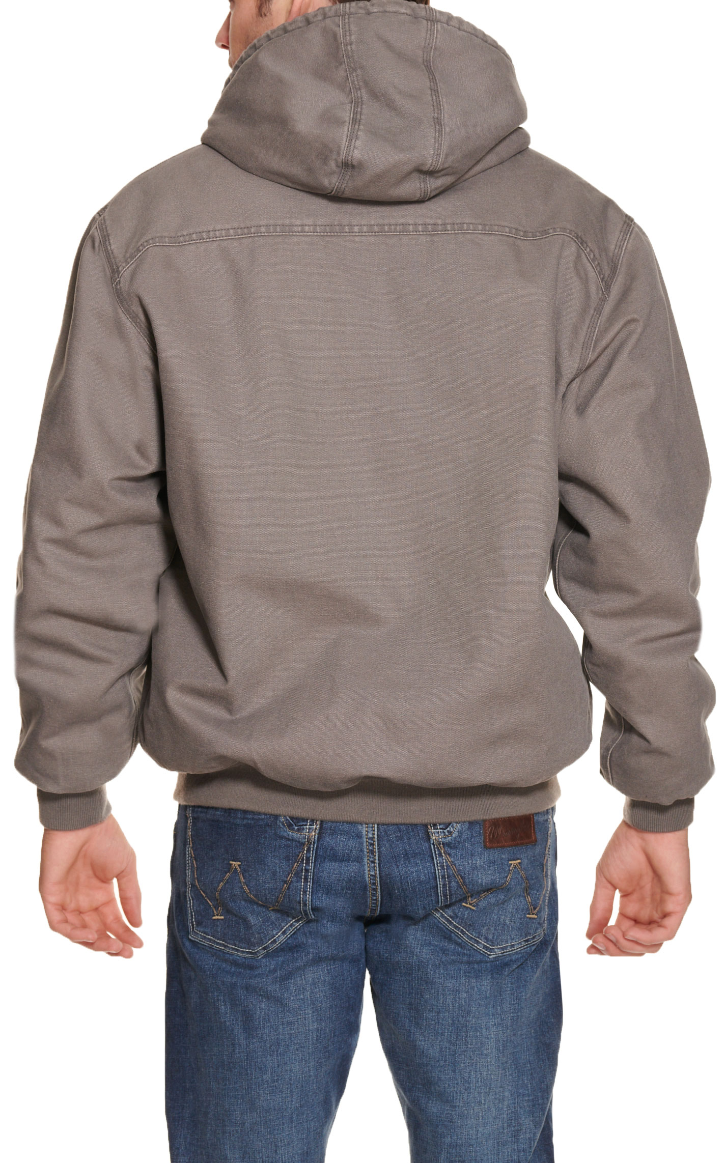 Cowboy Workwear Men's Gray Hooded Canvas Sherpa Lined Jacket - Image 1