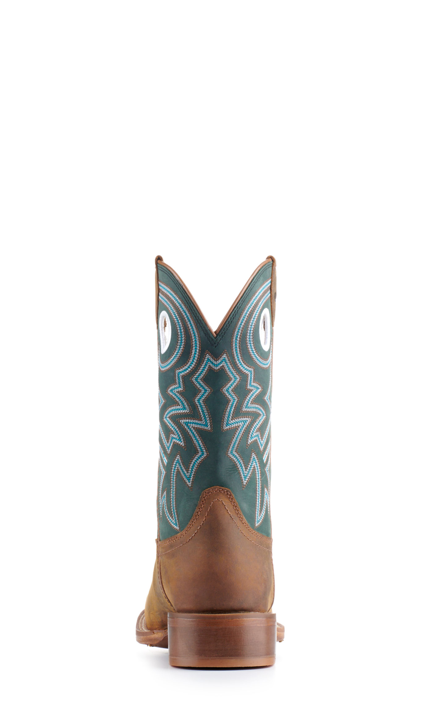 Justin Men's Frontier Tuf Brown and Green Wide Square Toe Cowboy Boots - Image 1