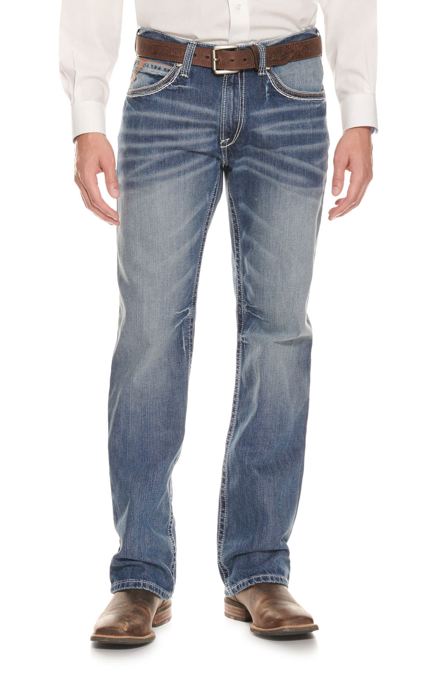 Ariat Men's M4 Low Rise Coltrane Durango Medium Wash Boot Cut Jeans - Image 1