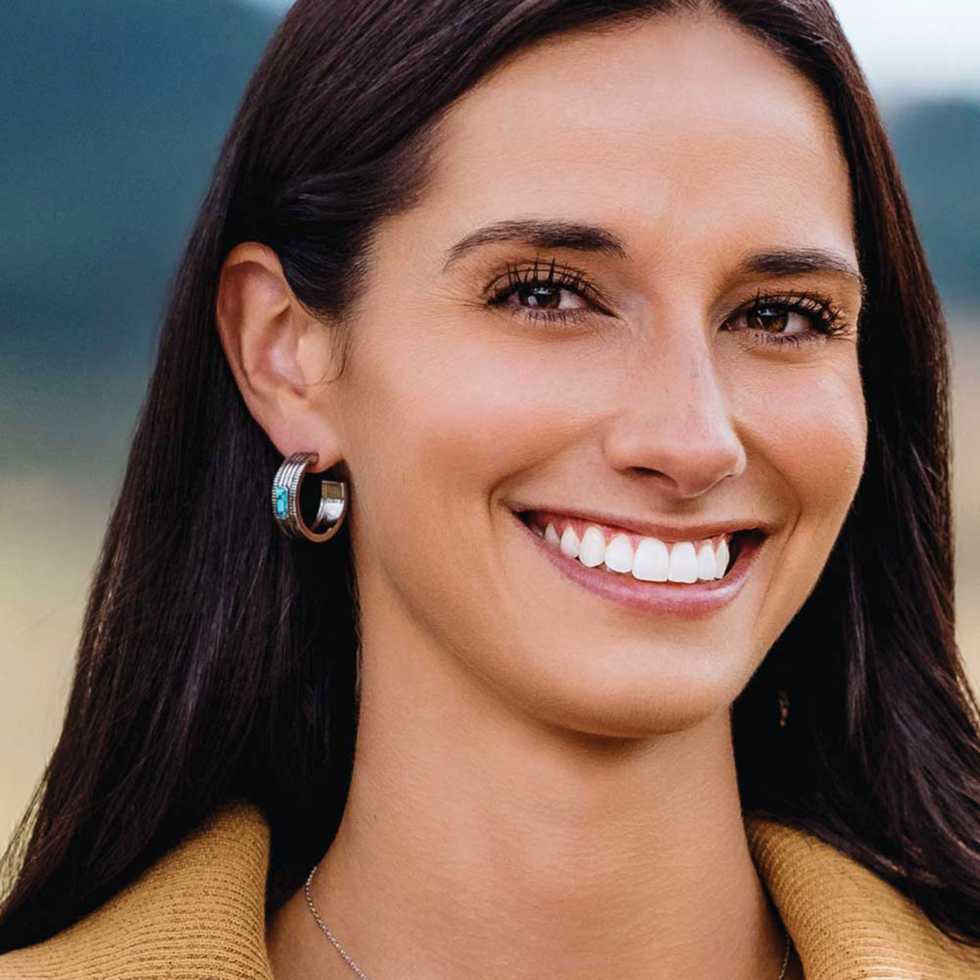 Montana Silversmiths Silver Turquoise Sky Hoop Earrings - Image 3