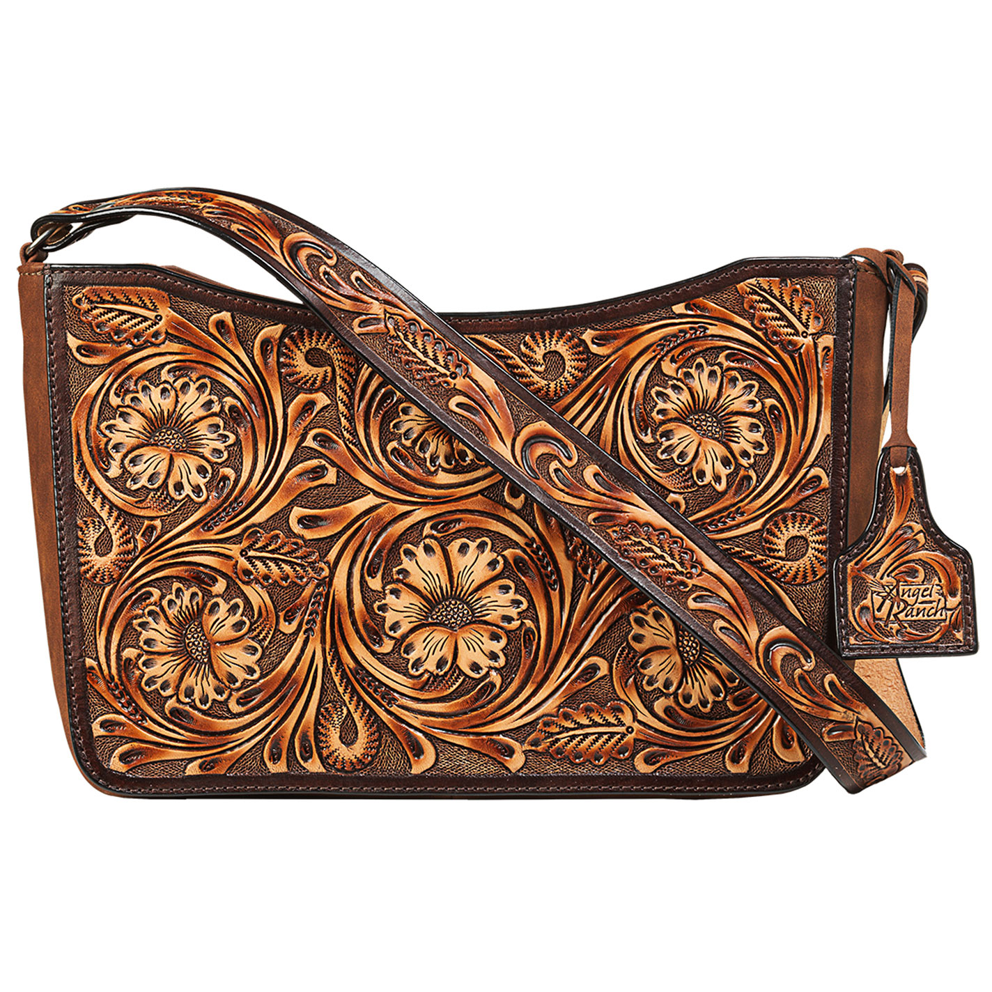 Angel Ranch Lilah Floral Tooled Leather Hand Bag - Image 1