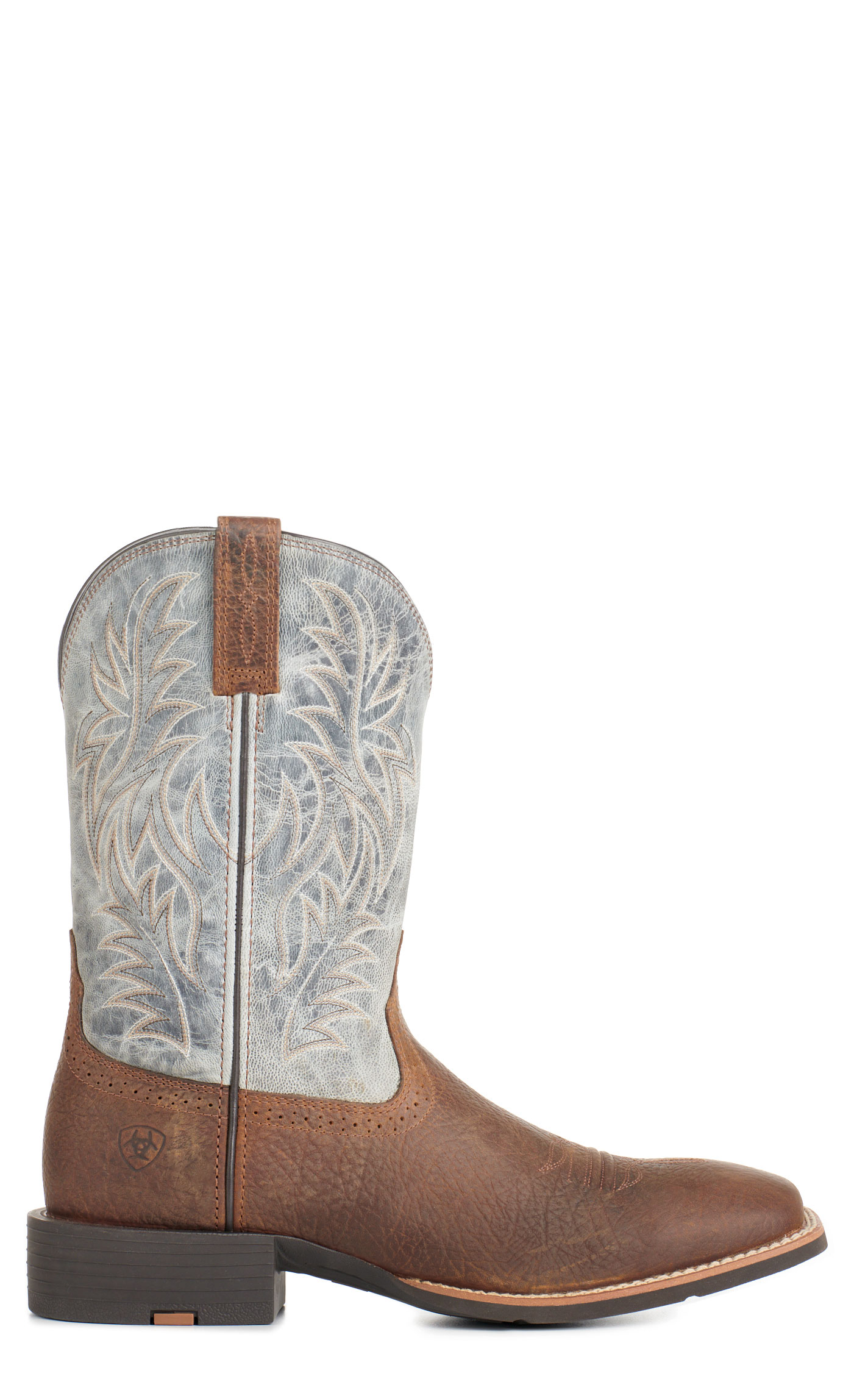 Ariat Men's Sport Dark Brown and Glacier Blue Wide Square Toe Cowboy Boots - Image 1