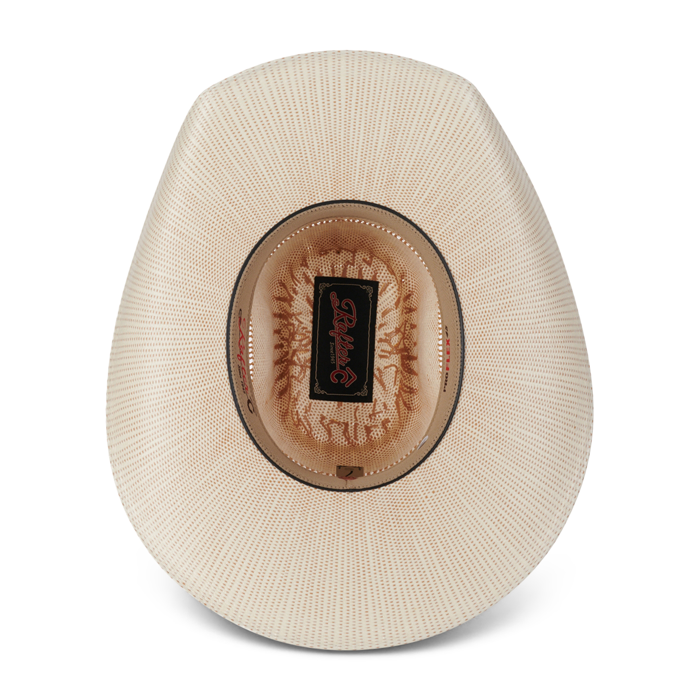 Rafter C Ivory and Brown Vented Brick Crown Bangora Straw Cowboy Hat - Image 1