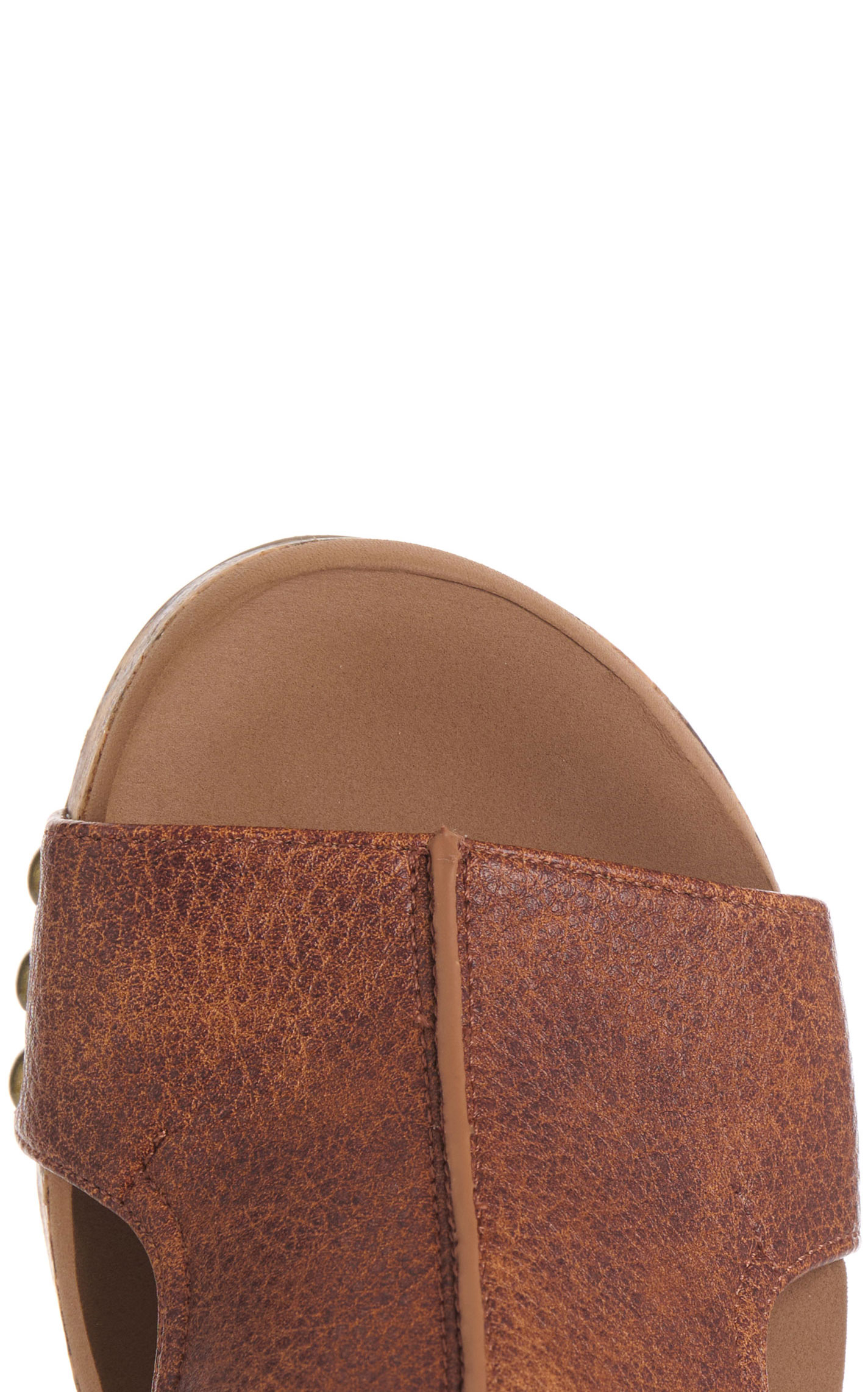 Corky's Women's Tan Carley Faux Leather Peep-Toe Wedge Sandal - Image 1