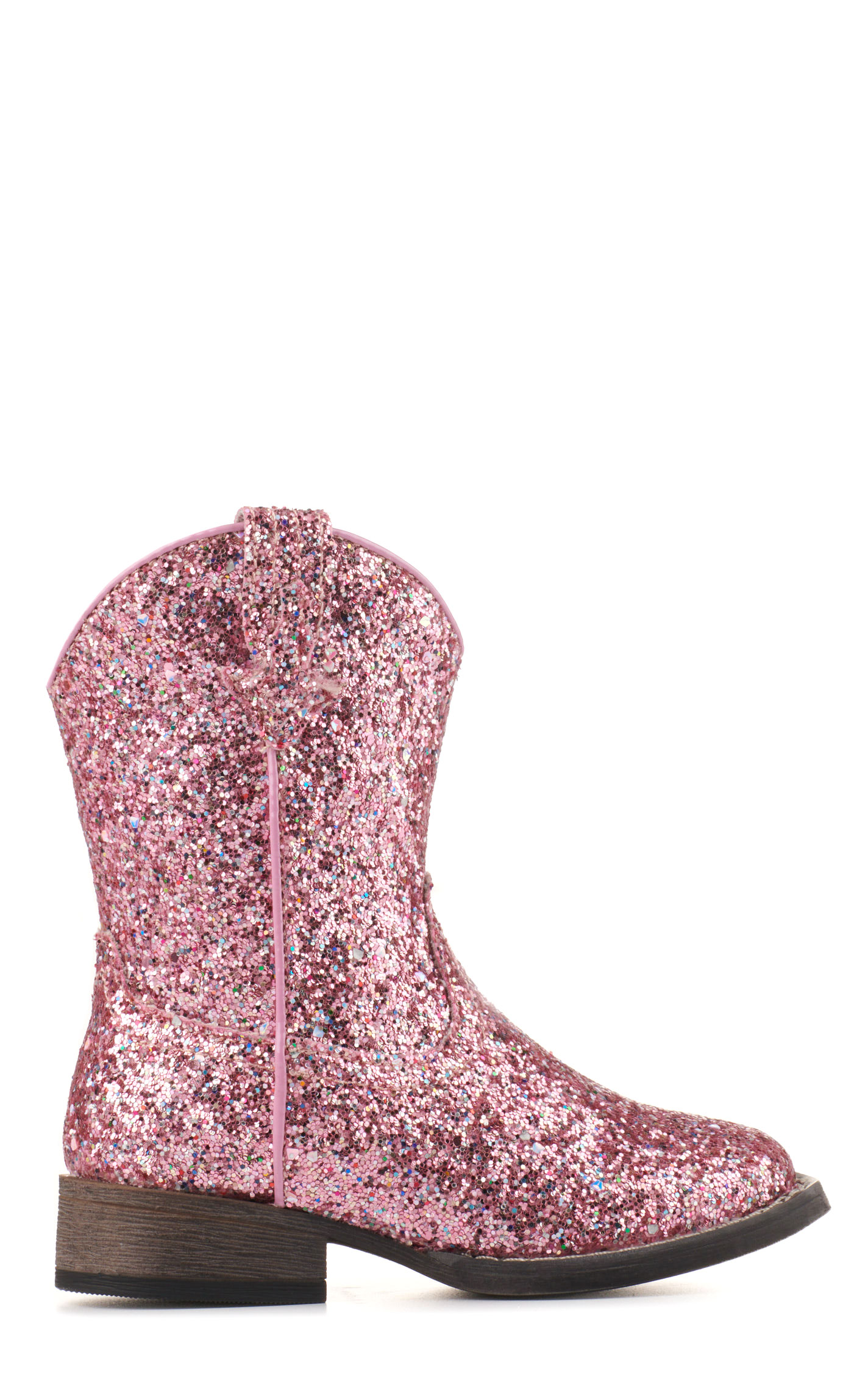 Roper Toddler Pink Glitter Square Toe Cowboy Boots - Image 1