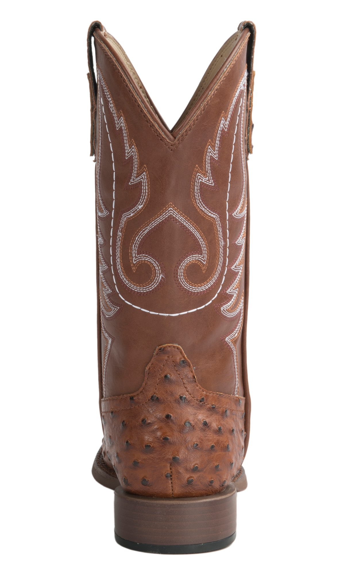 Roper Men's Faux Leather Tan Ostrich Wide Square Toe Cowboy Boots - Image 1