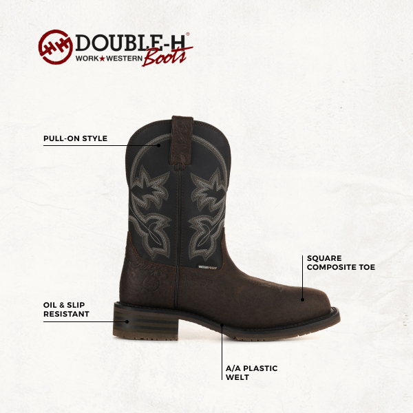 Double H Men's ICE Dark Brown and Black Waterproof Wide Composite Toe Work Boot - Image 1