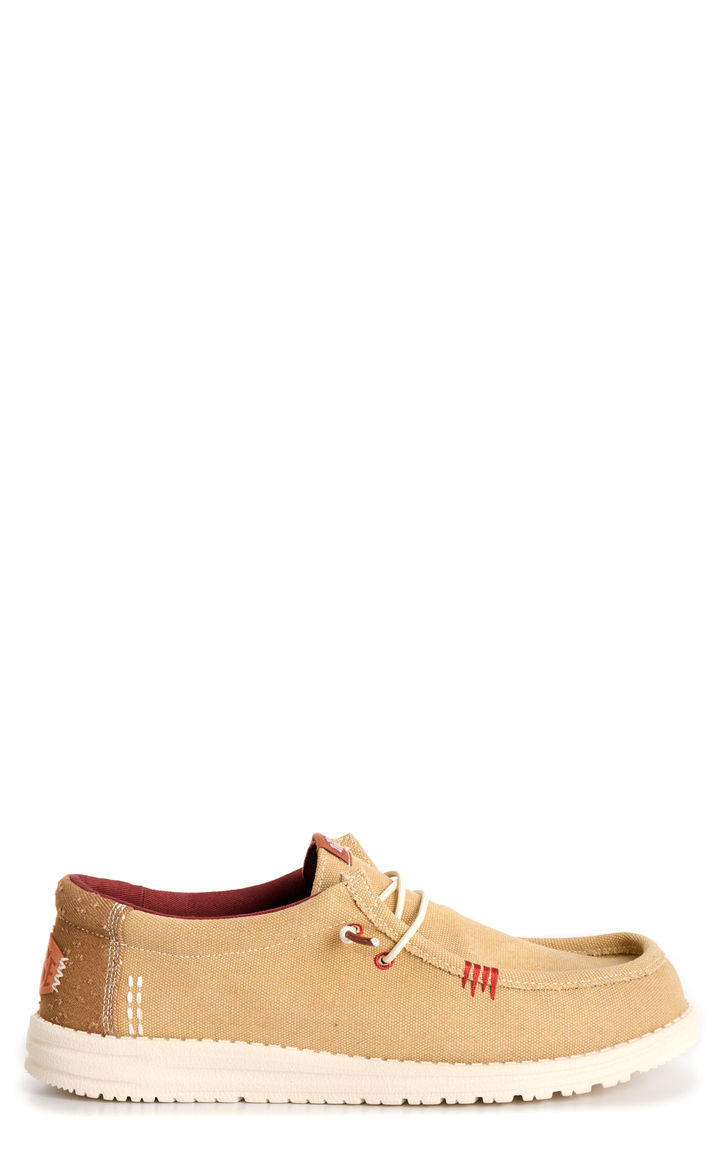 Hey Dude Men’s Wally Tan & White Lace Up Moc Toe Casual Shoes - Image 1