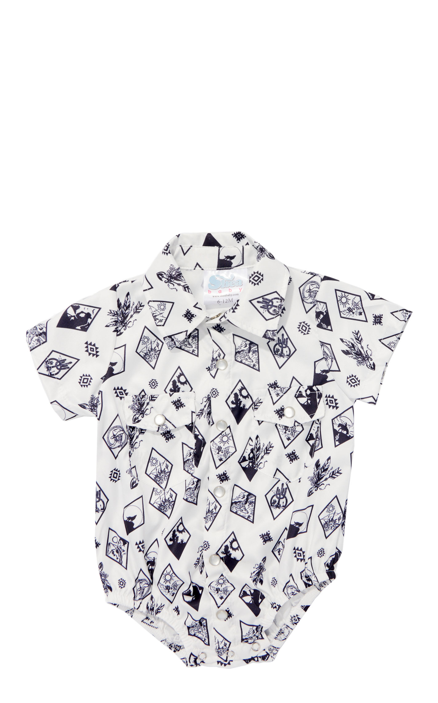 Shea Baby Infant Boy's White Pearlized Snap Onesie - Image 1