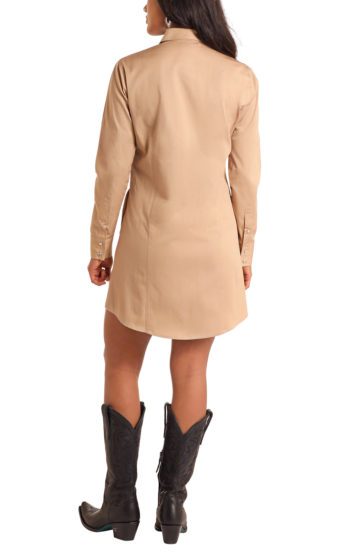 Panhandle Women's Rich Khaki Aztec Cactus Embroidered Shirt Dress - Image 1