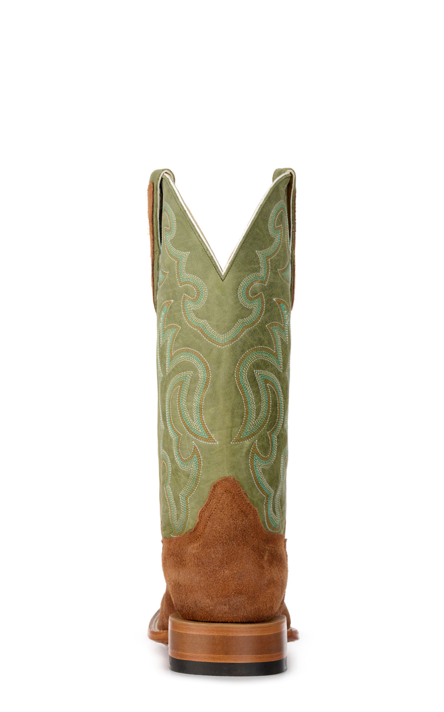 Cavender's Men's Brown Roughout and Olive Wide Square Toe Cowboy Boots - Image 1