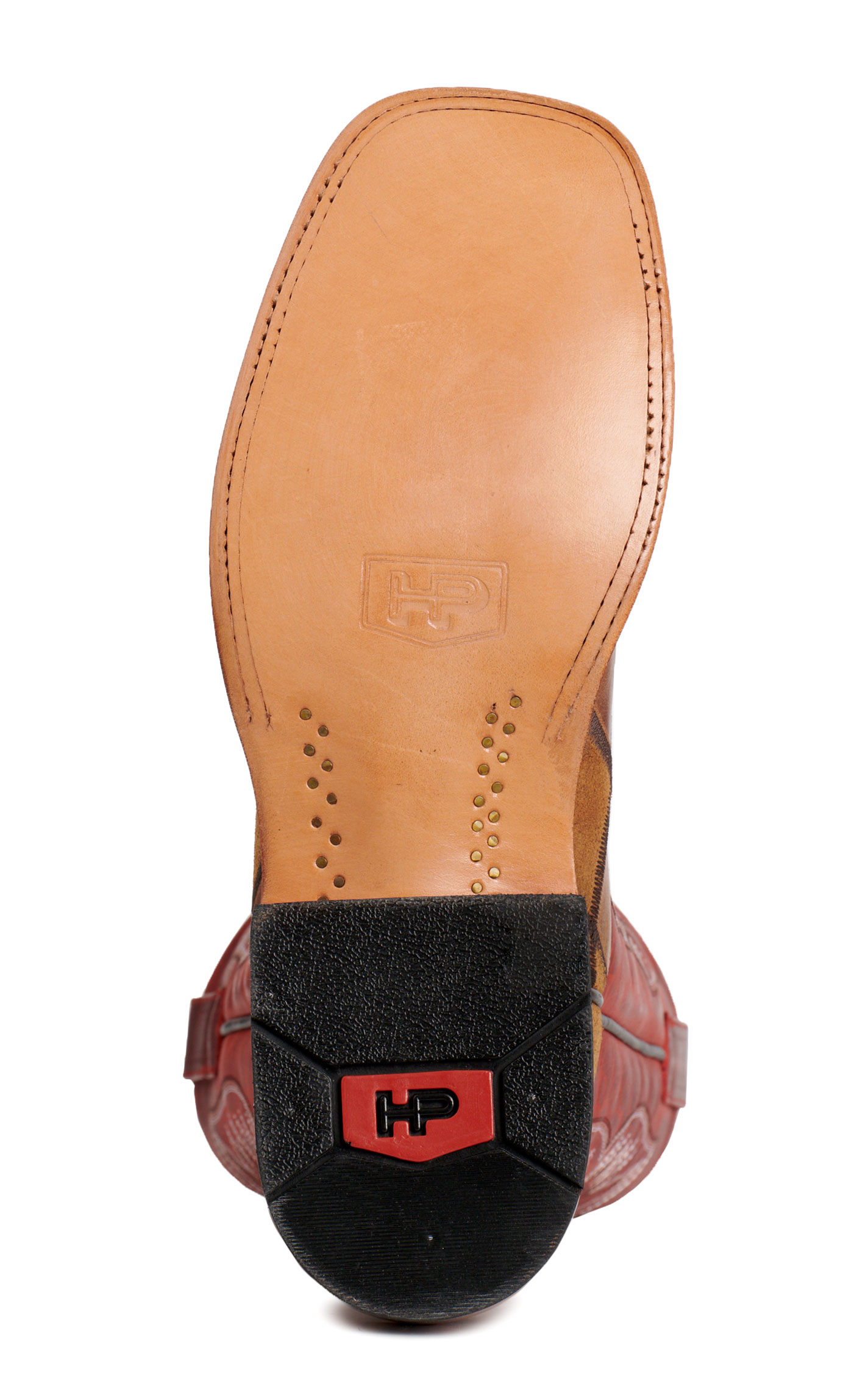Anderson Bean Men's Horsepower Brown Suede Patchwork & Red Square Toe Cowboy Boots - Image 1