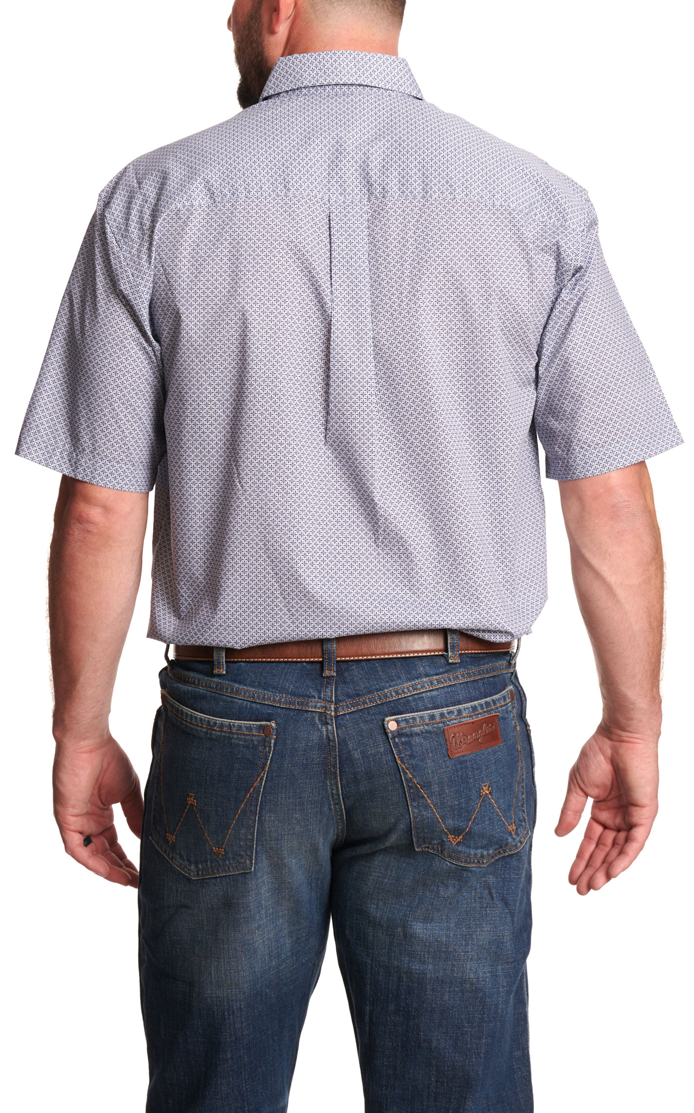 Wrangler Classics Men's Blue Geo Print Western Shirt - Big & Tall - Image 1