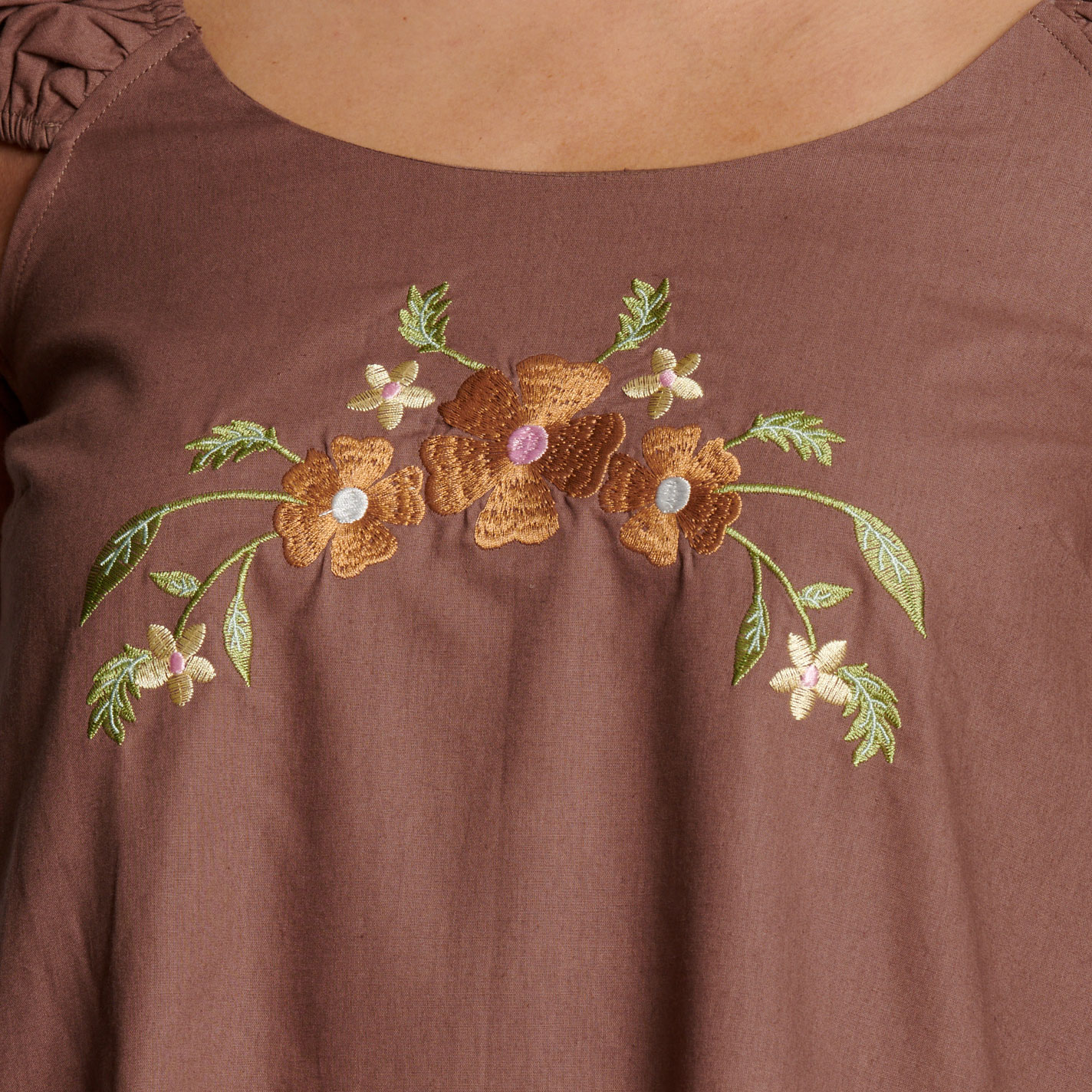 HYFVE Women's Brown Embroidery Dress - Image 1