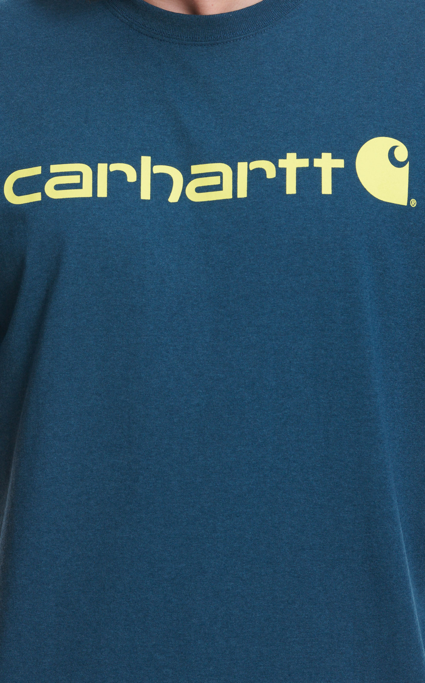 Carhartt Men's Aegean Blue Heavyweight Loose Fit Logo Graphic Work T-Shirt - Image 1