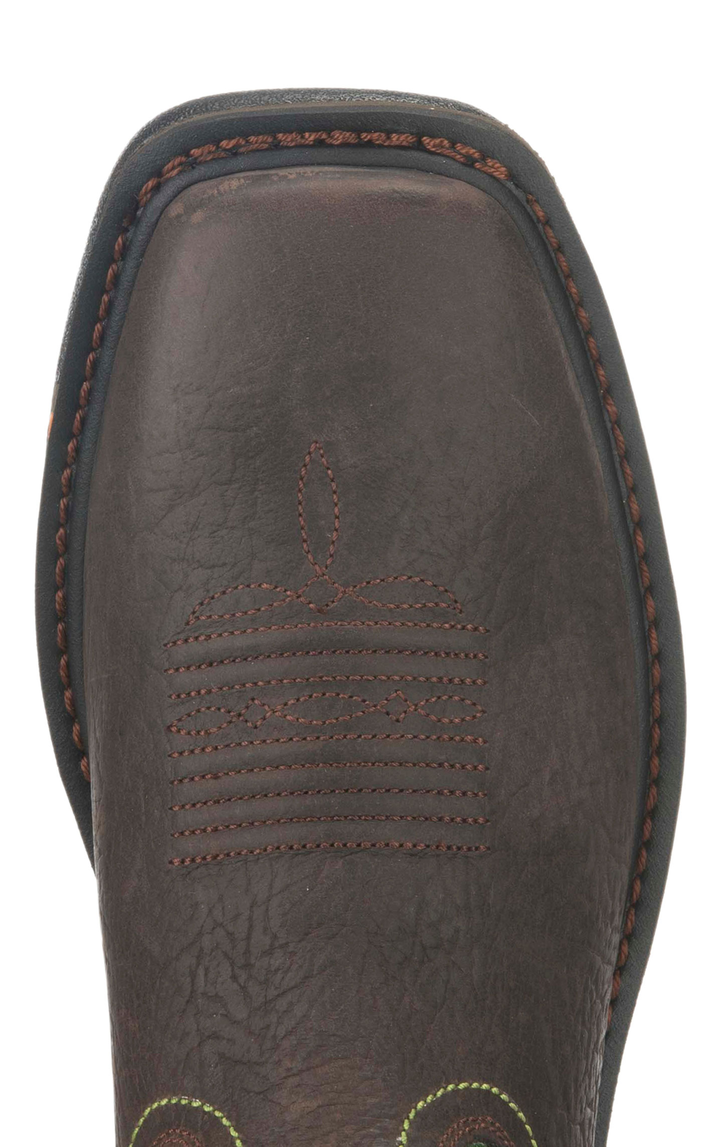 Ariat Men's WorkHog Brown and Lime VentTEK Wide Square Toe Work Boot - Image 1