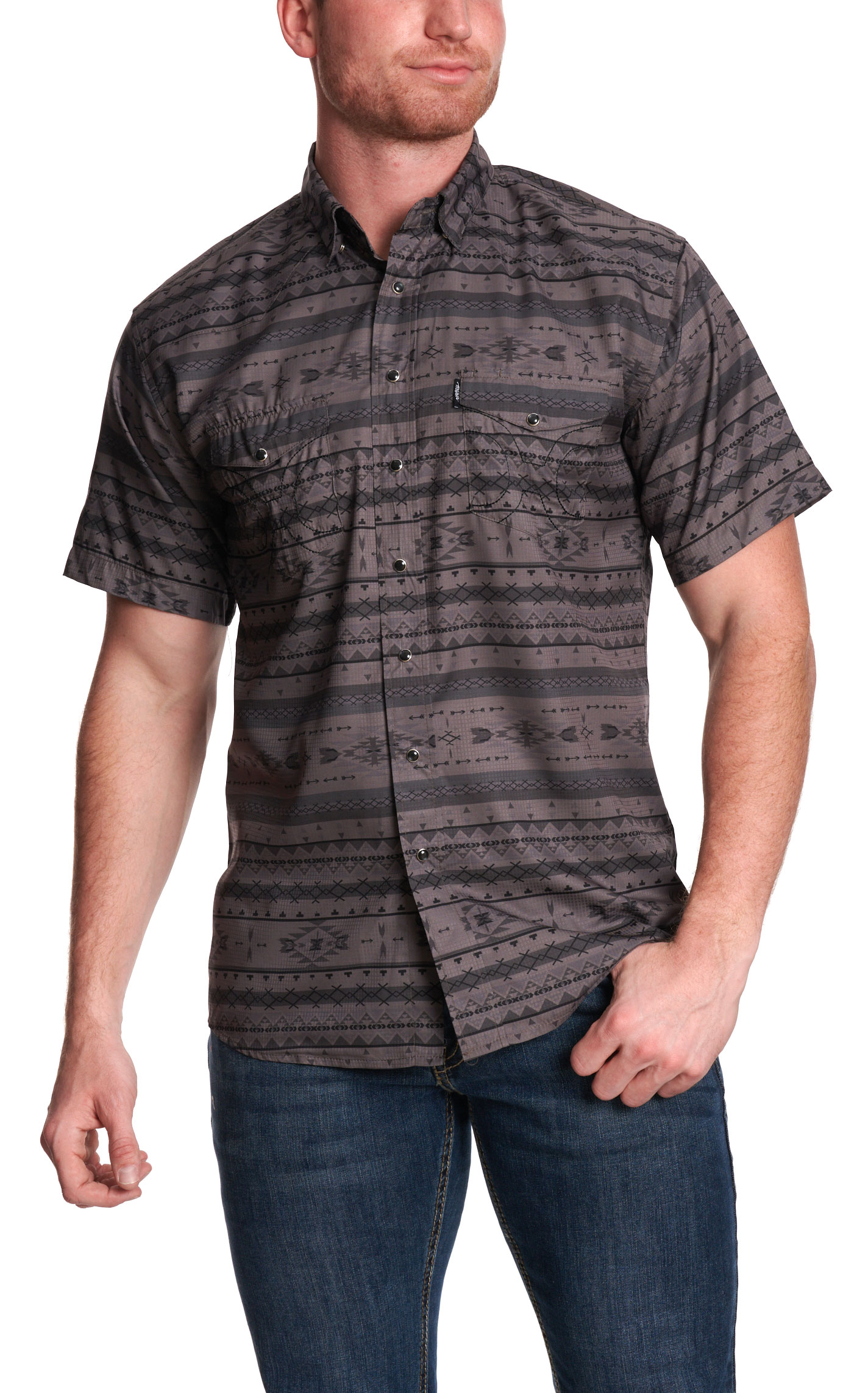 Hooey Men's Charcoal Aztec Fishing Shirt - Image 1