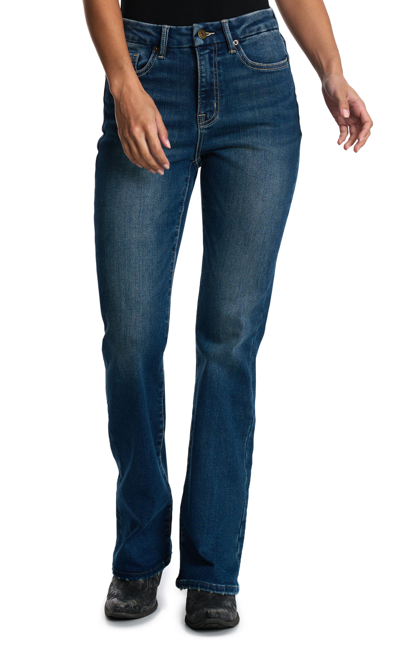 Mica Denim Dark Wash Fleece Lined Stretch Boot Cut Jeans - Image 1