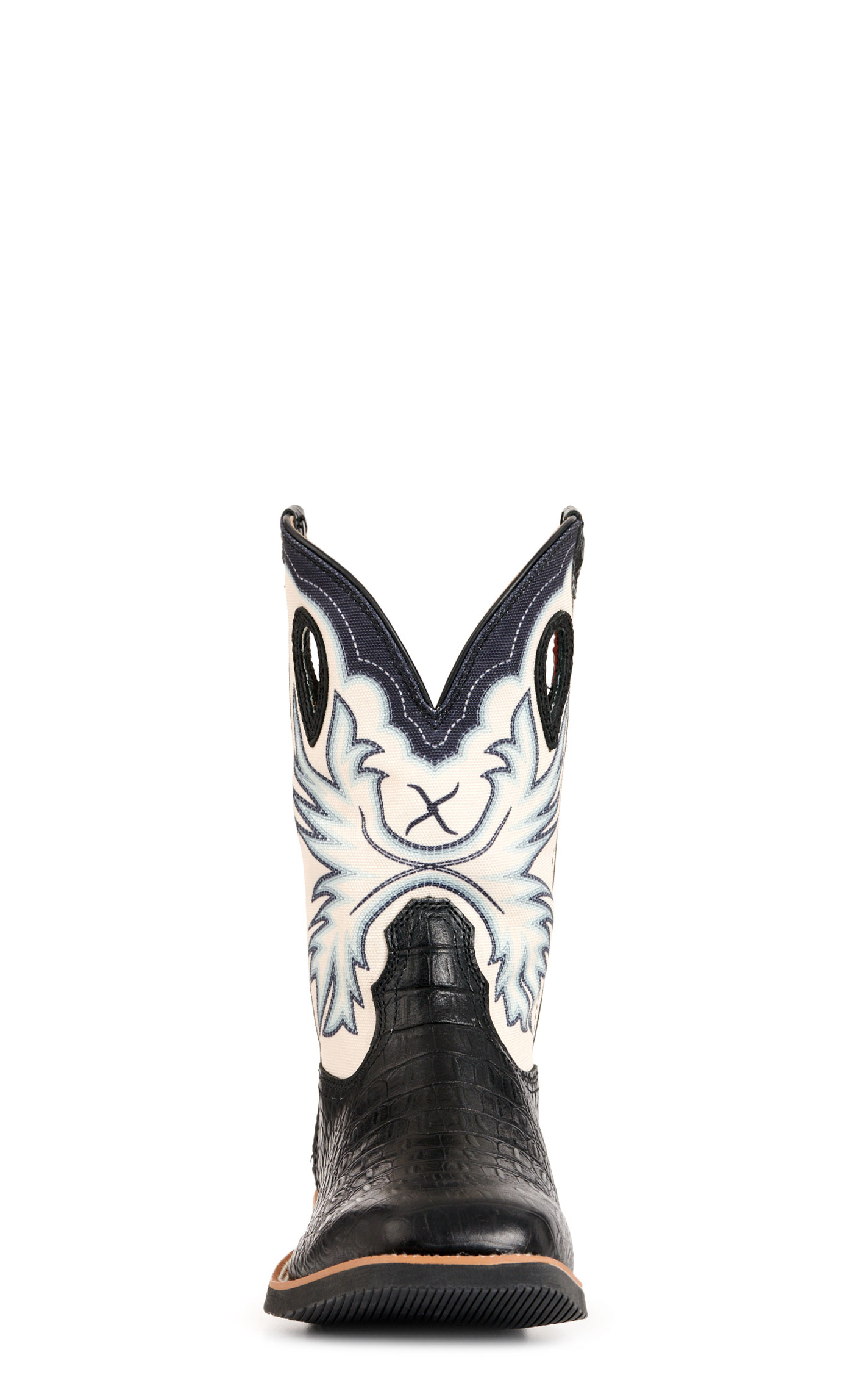 Twisted X Men's Tech X Black Caiman Print and Bone Wide Square Toe Cowboy Boots - Image 1