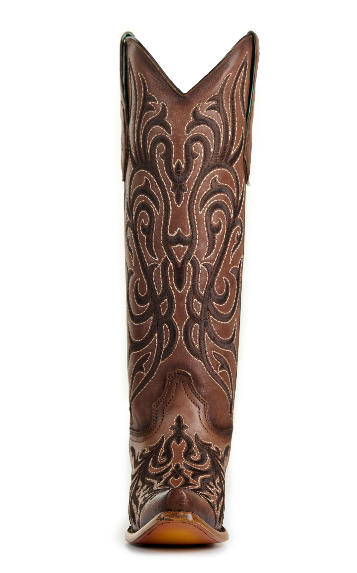 Corral Ladies’ Brown Embroidery Tall Top Snip Toe Cowboy Boots - Image 1