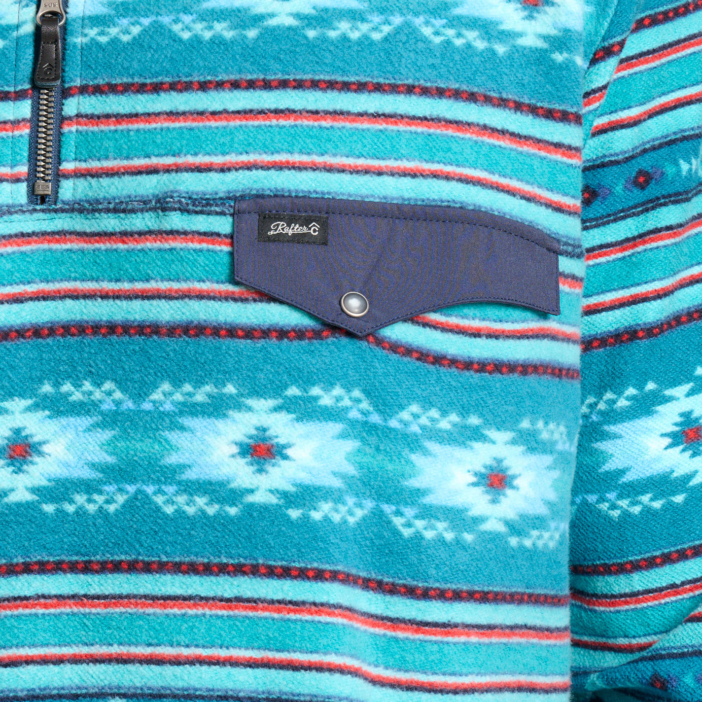 Rafter C Men's Red Dirt Collection Turquoise Aztec 1/4 Zip Pullover - Image 1