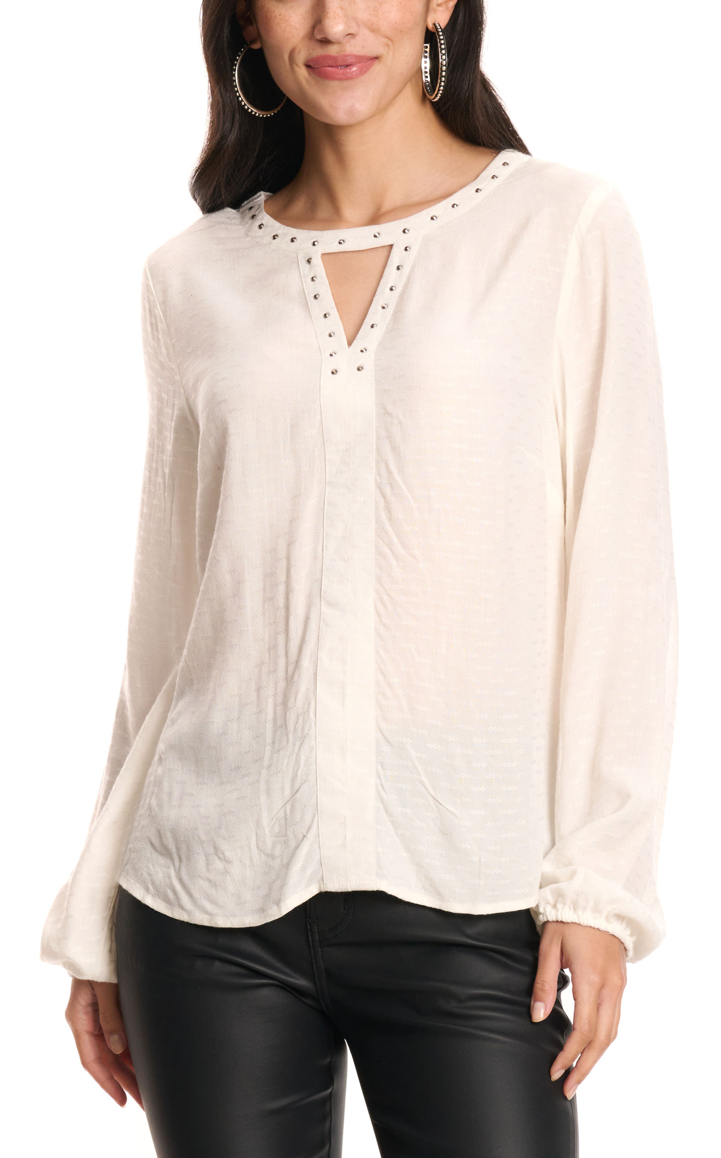 Rockin C Women's White Silver Studded Top - Image 1