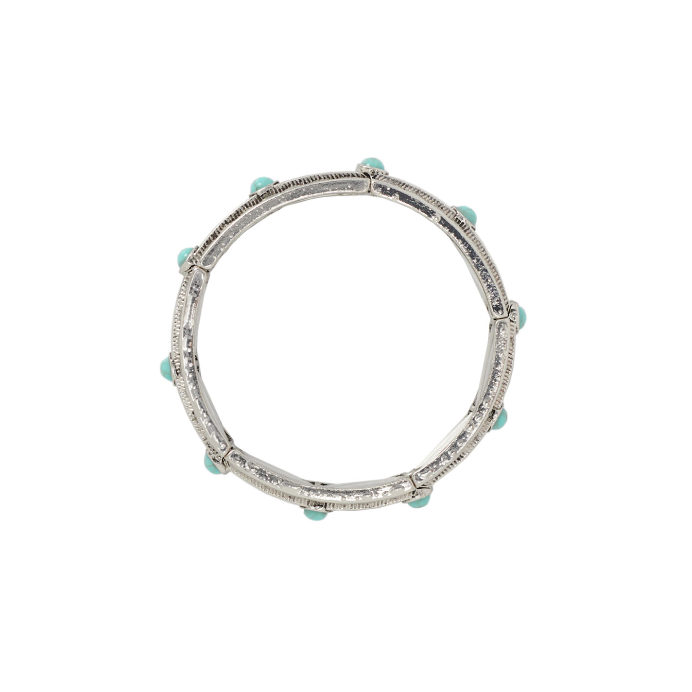 Rockin C Silver & Turquoise Thin Panel Stretch Bracelet - Image 1