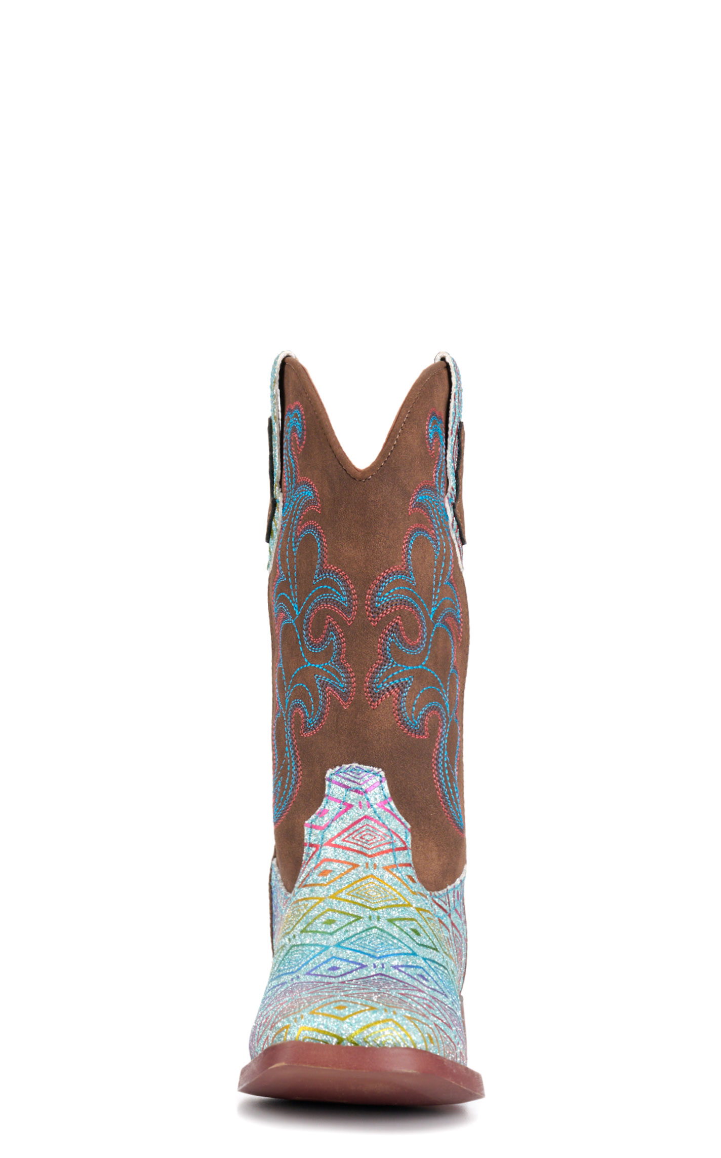 Roper GIrls' Maya Multi-Color Glitter and Brown Square Toe Cowboy Boots - Image 1