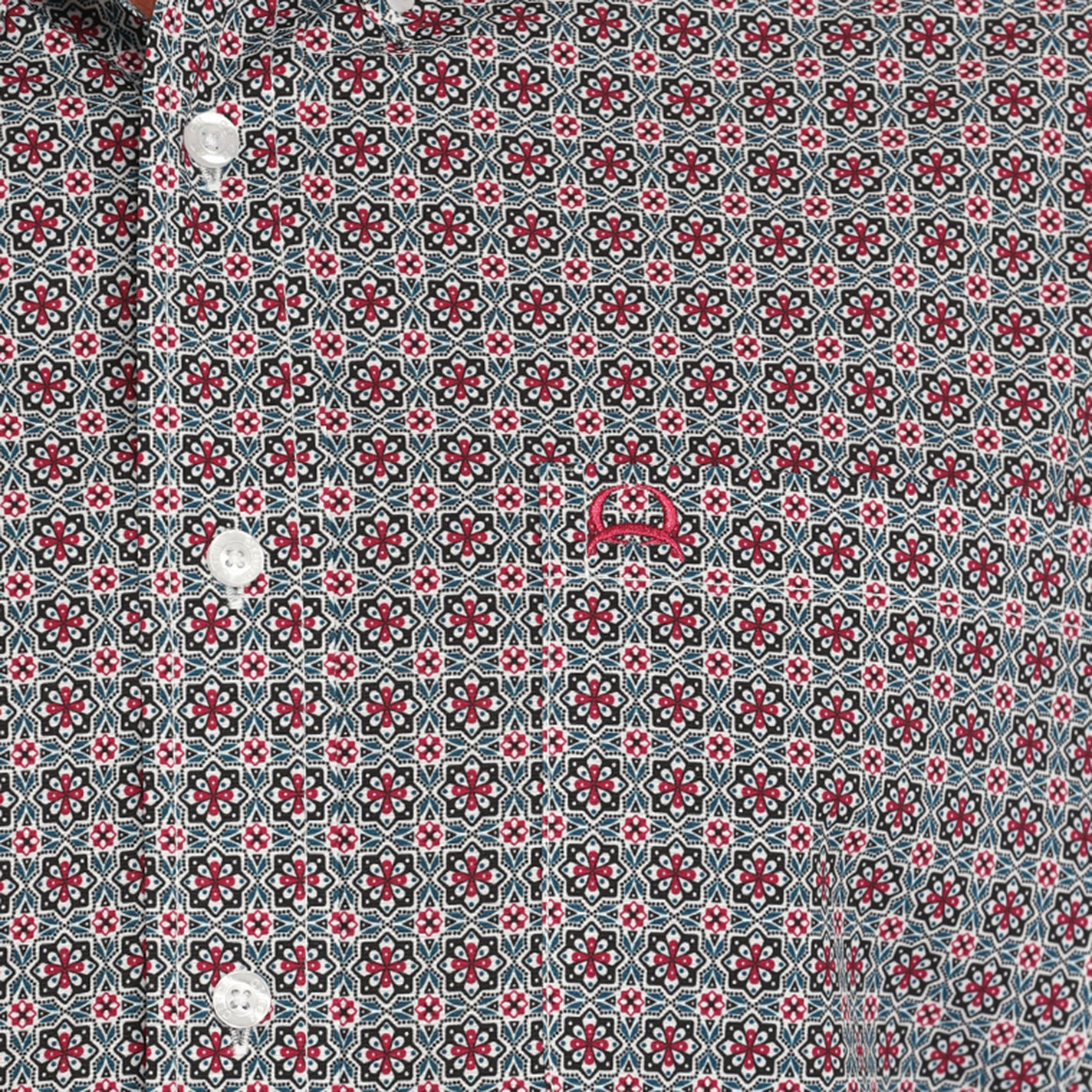 Cinch Men's Red, Black & White ARENAFLEX Geo Print Western Shirt - Image 1