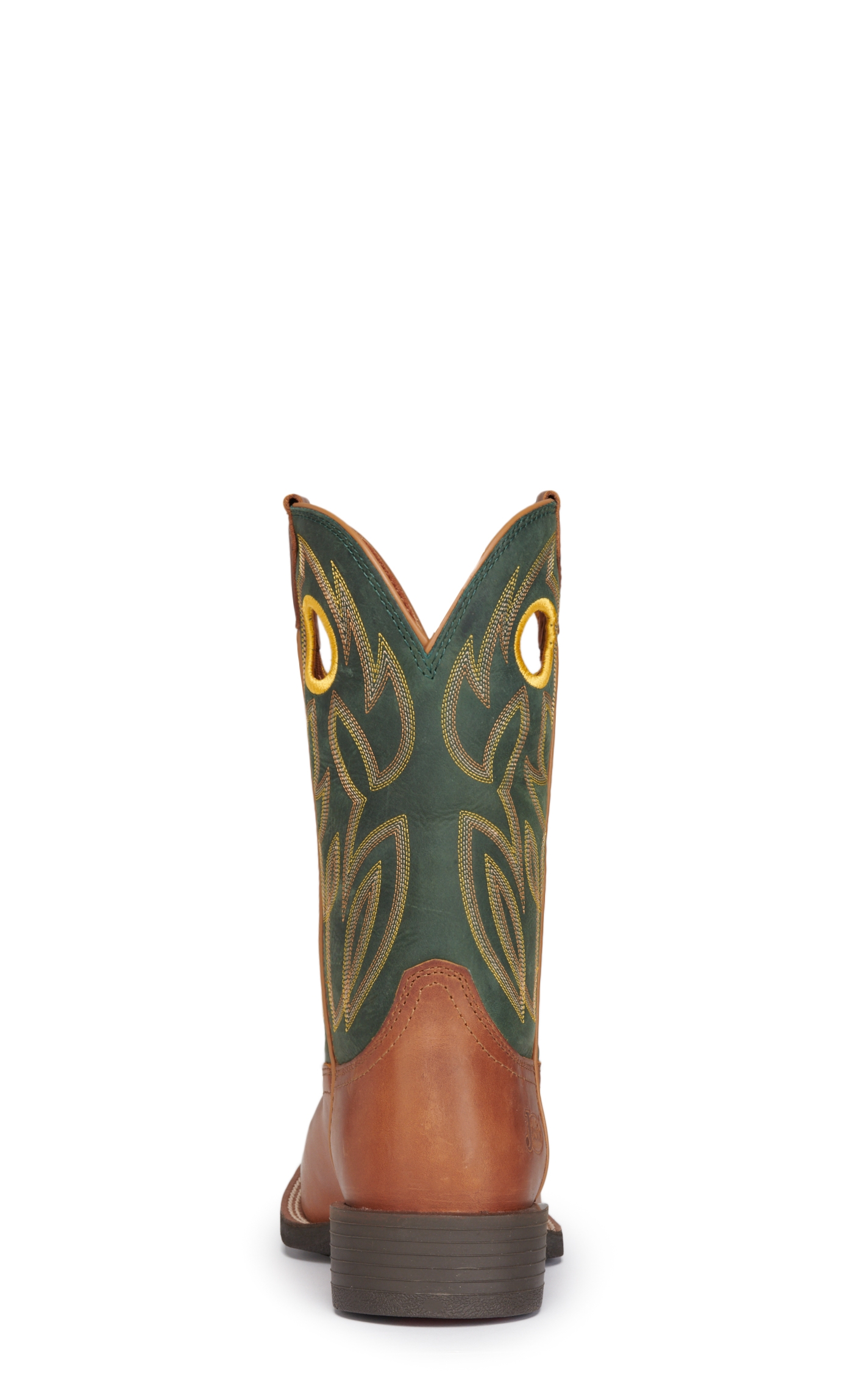 Justin Men's Bowline Tan and Green Wide Square Toe Cowboy Boots - Image 1