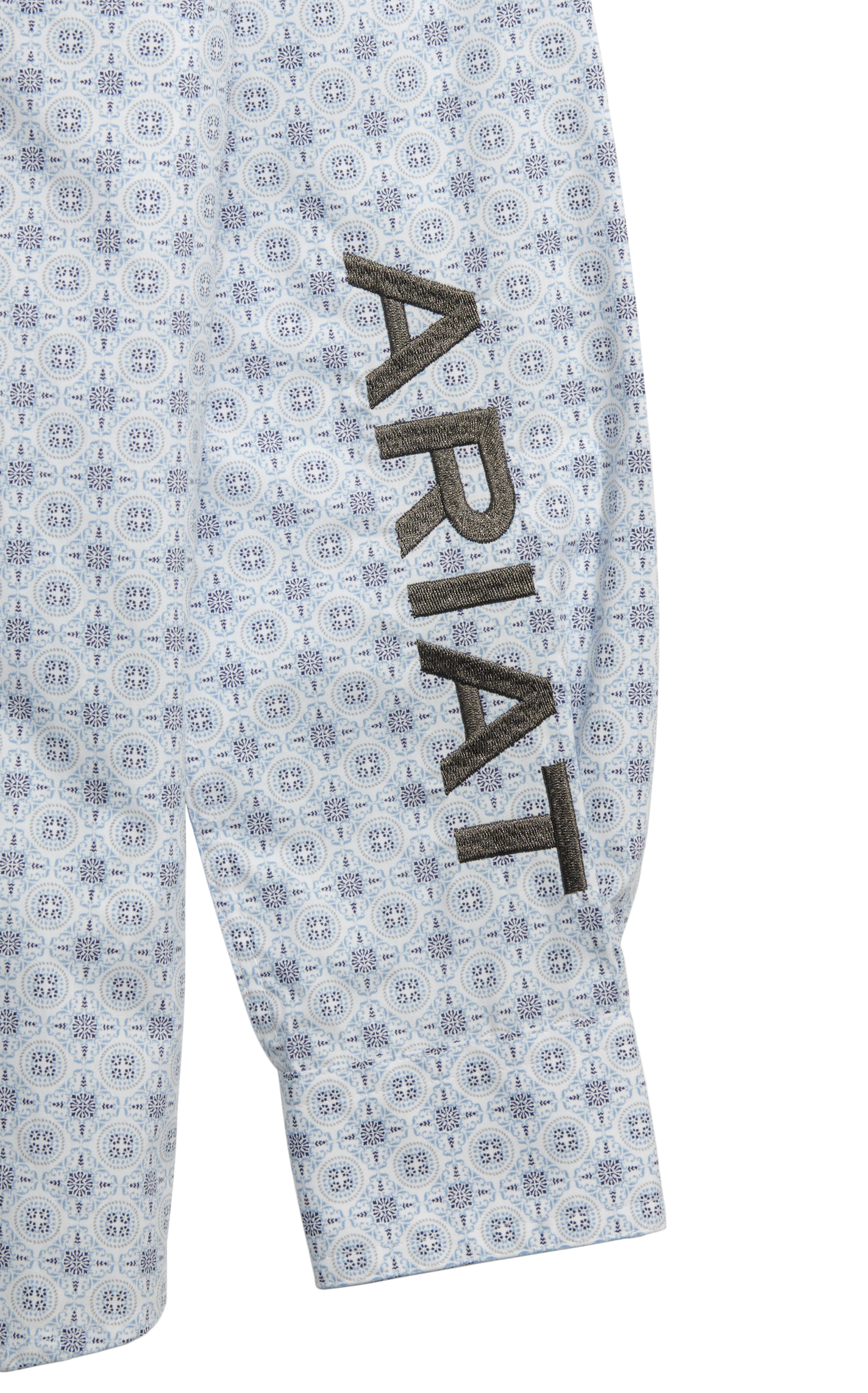 Ariat Boy's Team Kody Cornflower & Black Geo Print Logo Western Shirt - Image 1