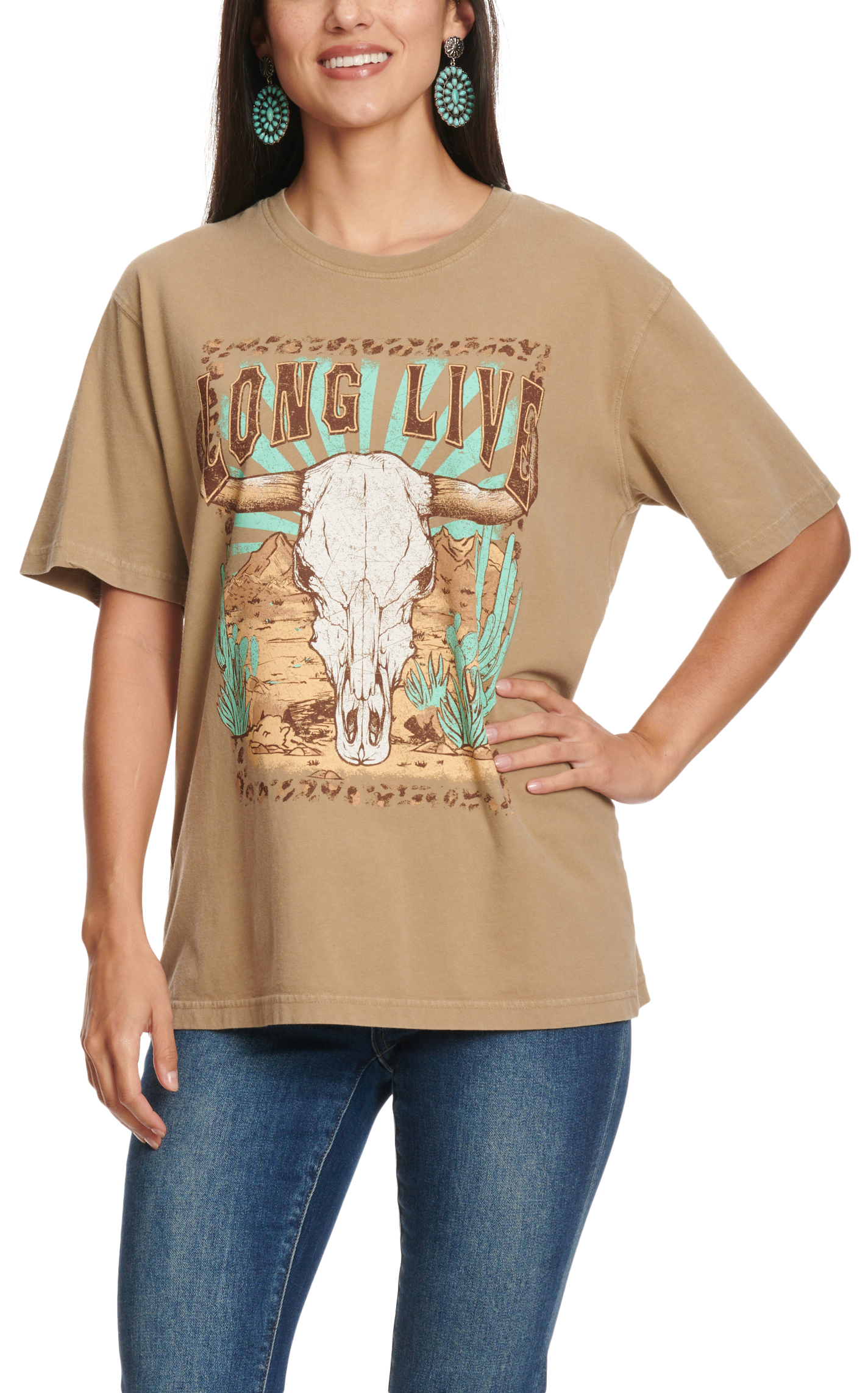 Zutter Women's Mocha Latte Long Live Graphic T-Shirt  - Image 1