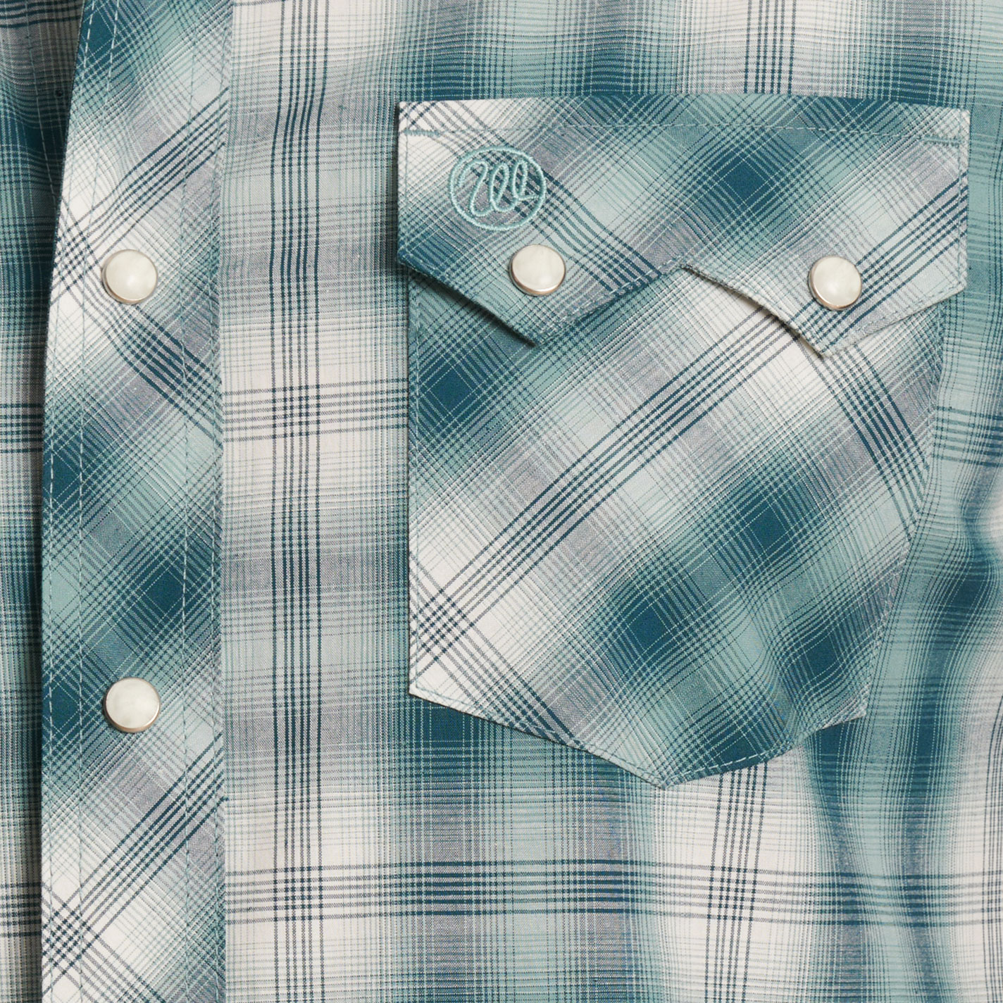 Wrangler Retro Men's Teal Plaid Western Shirt - Image 2