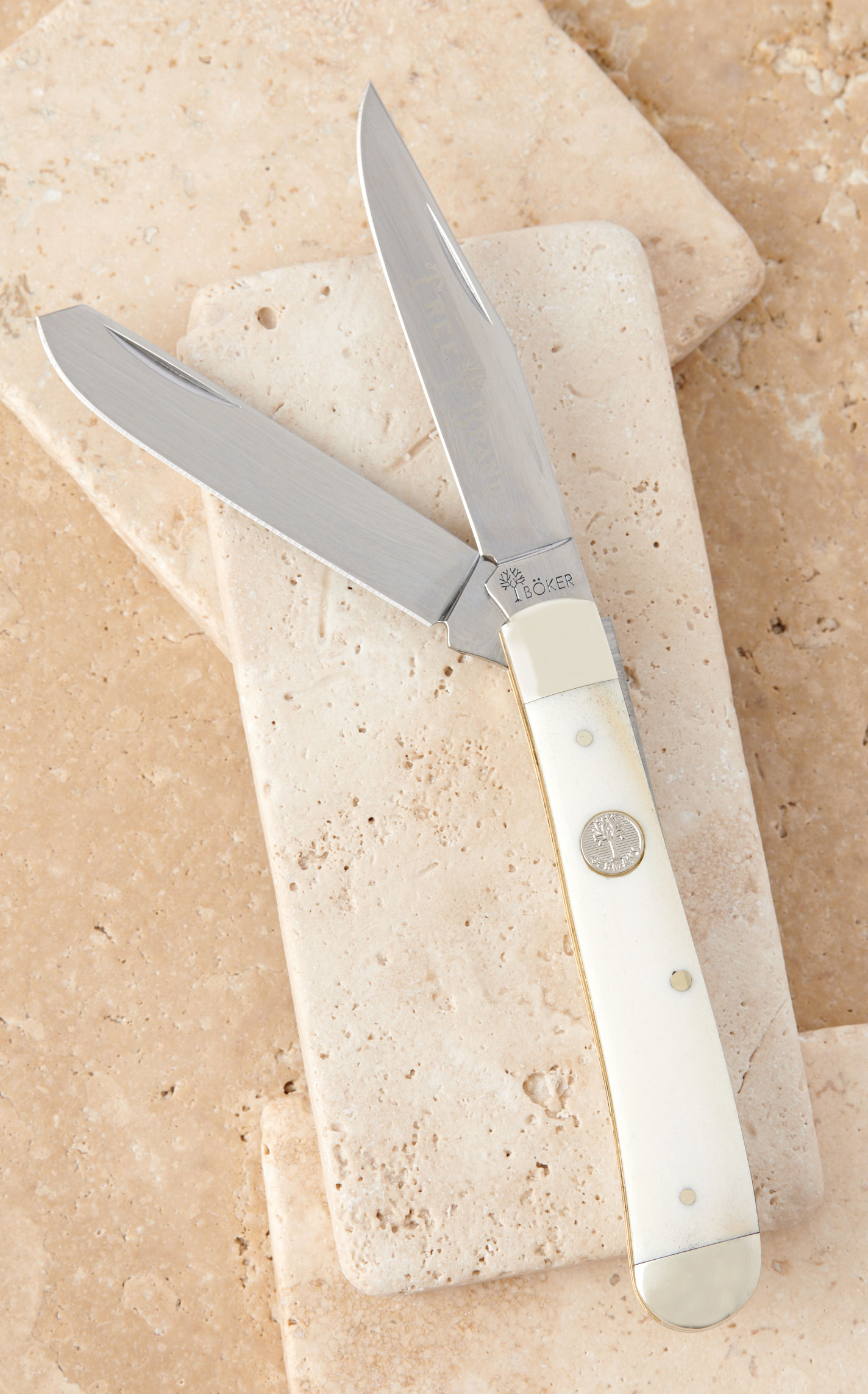 Tree Brand by Boker Traditional Series Smooth White Bone Handle Trapper Pocket Knife - Image 2