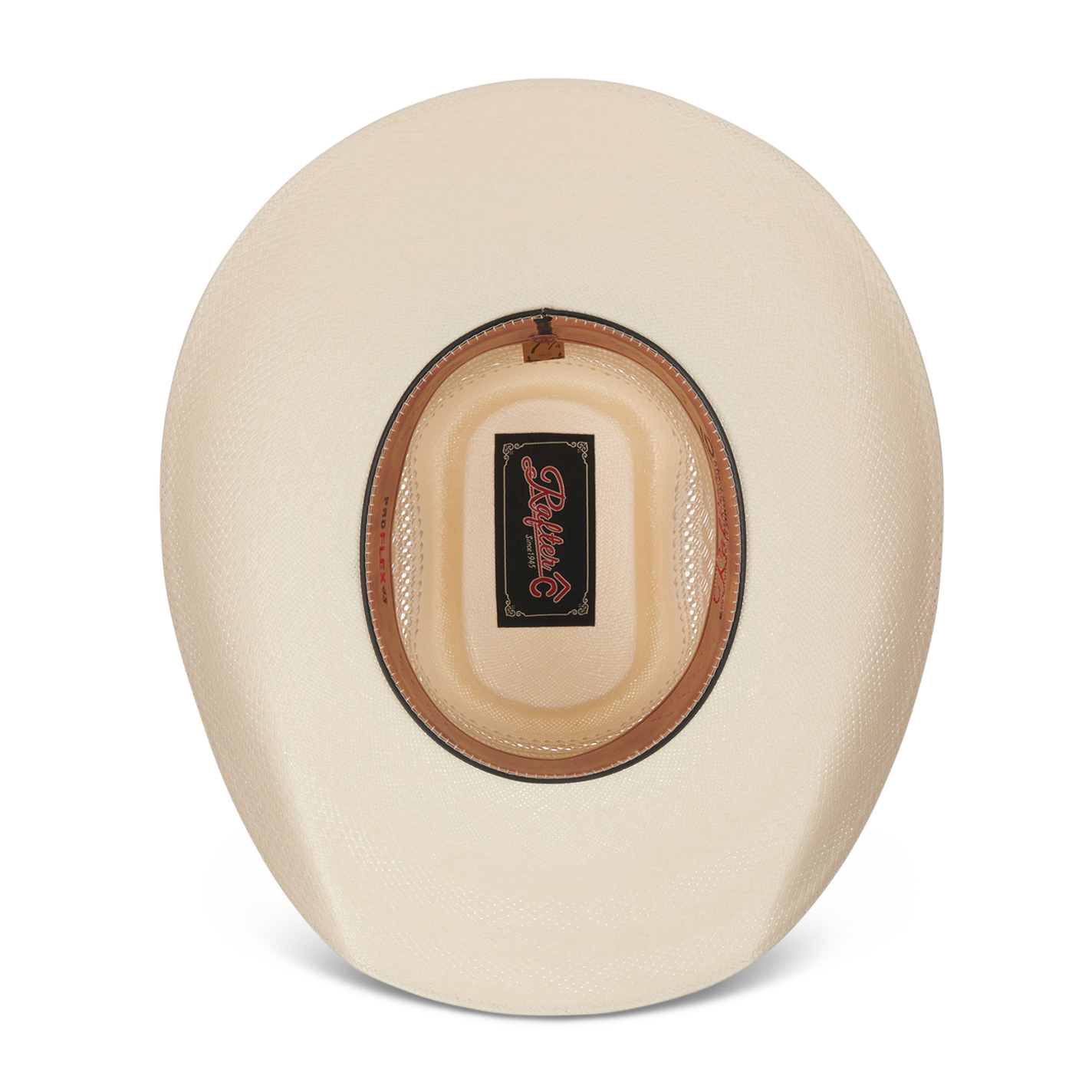 Rafter C Men's Rowdy Ivory with Tan Accent Vented Brick Crown Shantung Weave Straw Cowboy Hat - Image 1